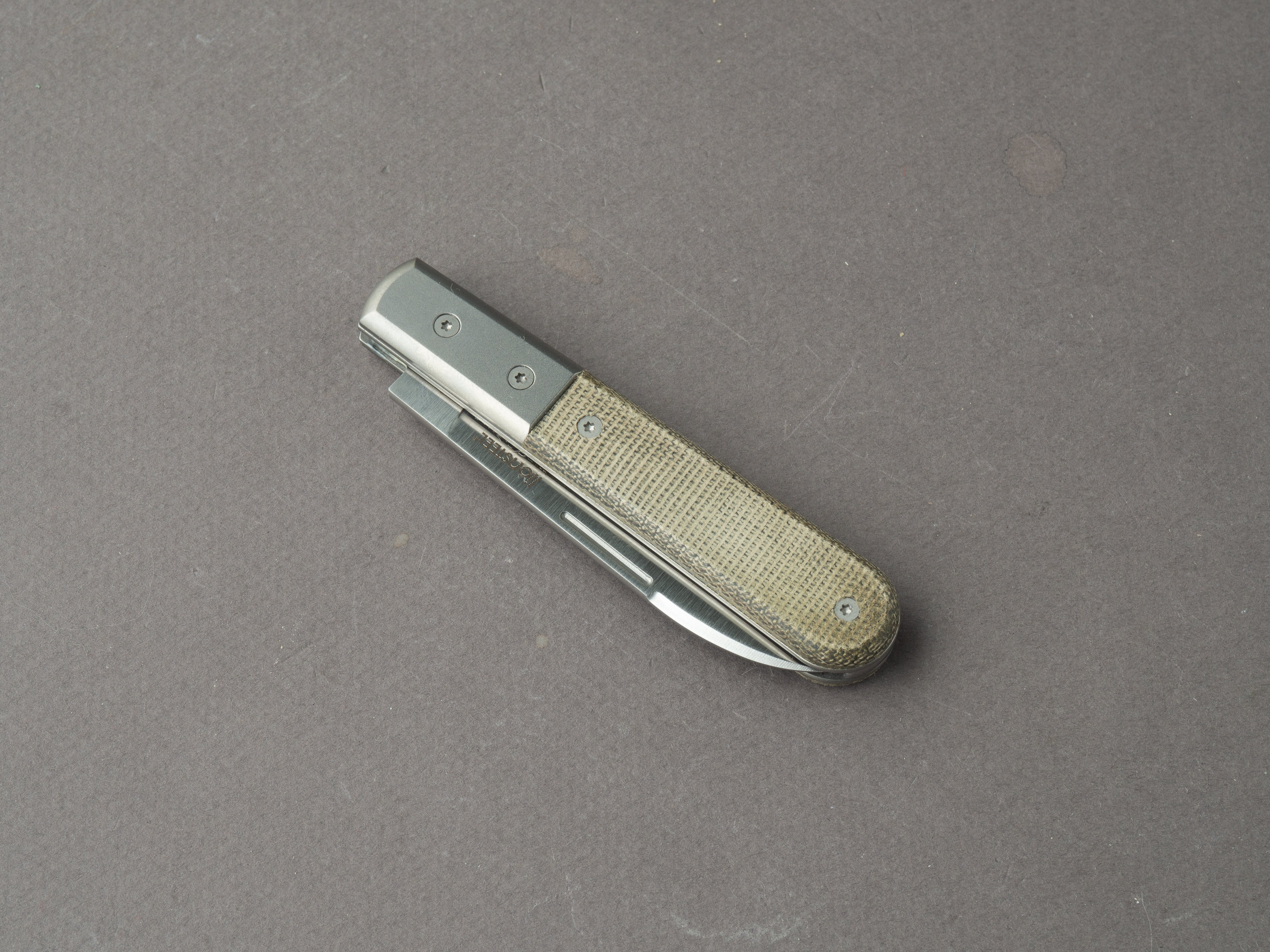 lionSTEEL - Folding Knife - Barlow - Roundhead - 65mm - M390 - Slip Joint - Green Canvas w/ Metal Bolster - Image 5