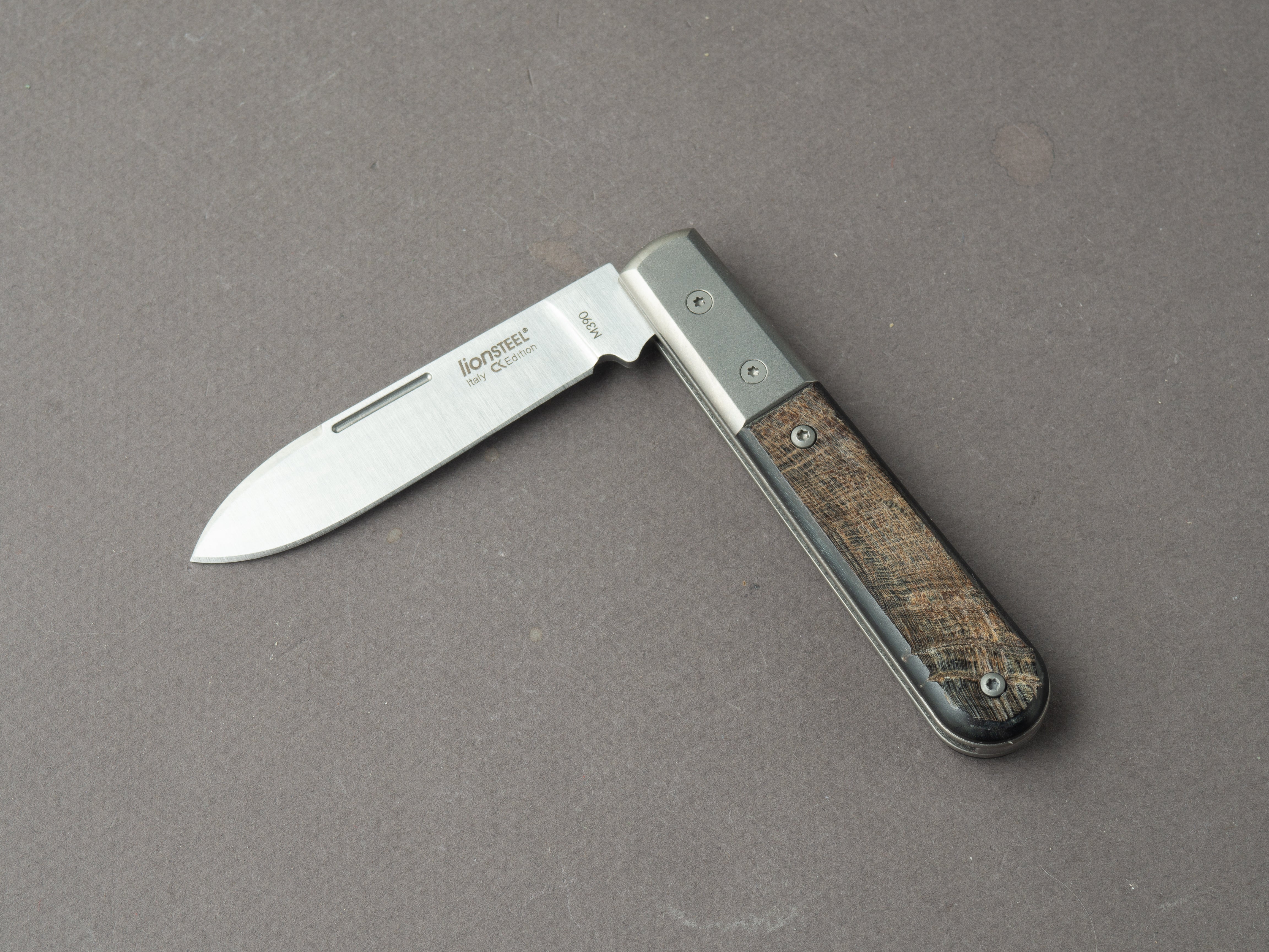 lionSTEEL - Folding Knife - Barlow - Roundhead - 65mm - M390 - Slip Joint - Ram Horn w/ Metal Bolster
