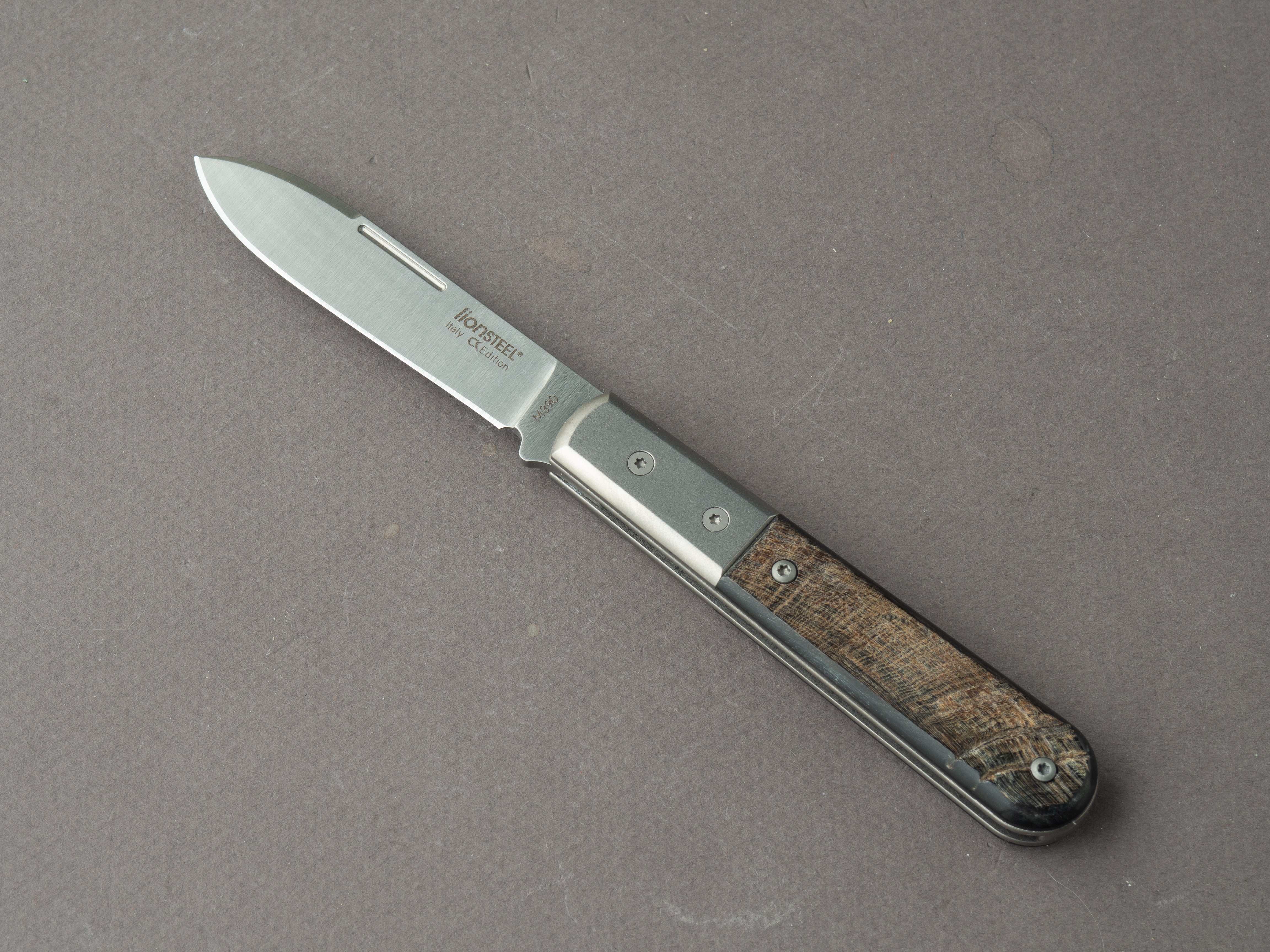 lionSTEEL - Folding Knife - Barlow - Roundhead - 65mm - M390 - Slip Joint - Ram Horn w/ Metal Bolster - Image 2