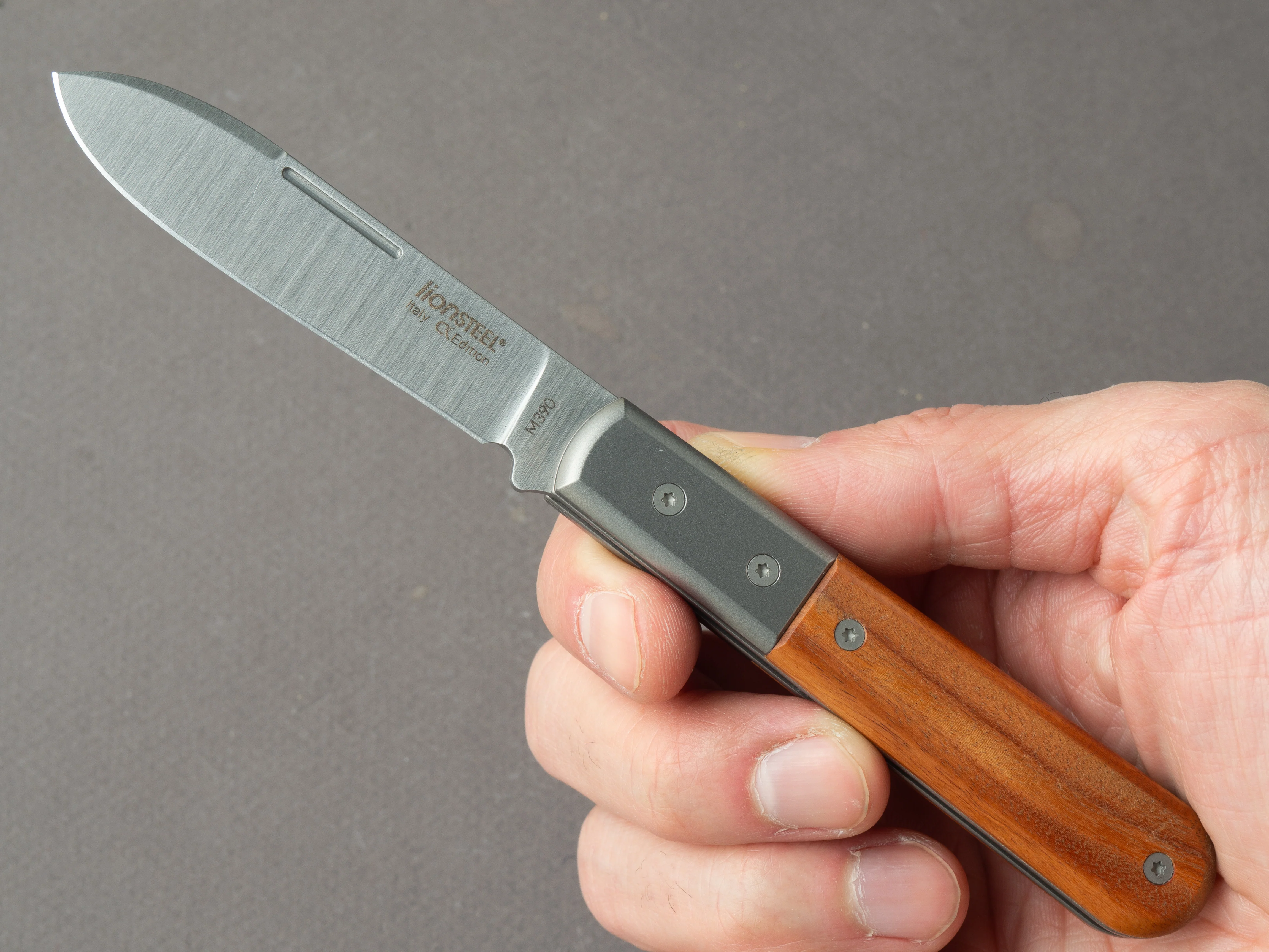 lionSTEEL - Folding Knife - Barlow - Roundhead - 65mm - M390 - Slip Joint - Santos w/ Metal Bolster - Image 7