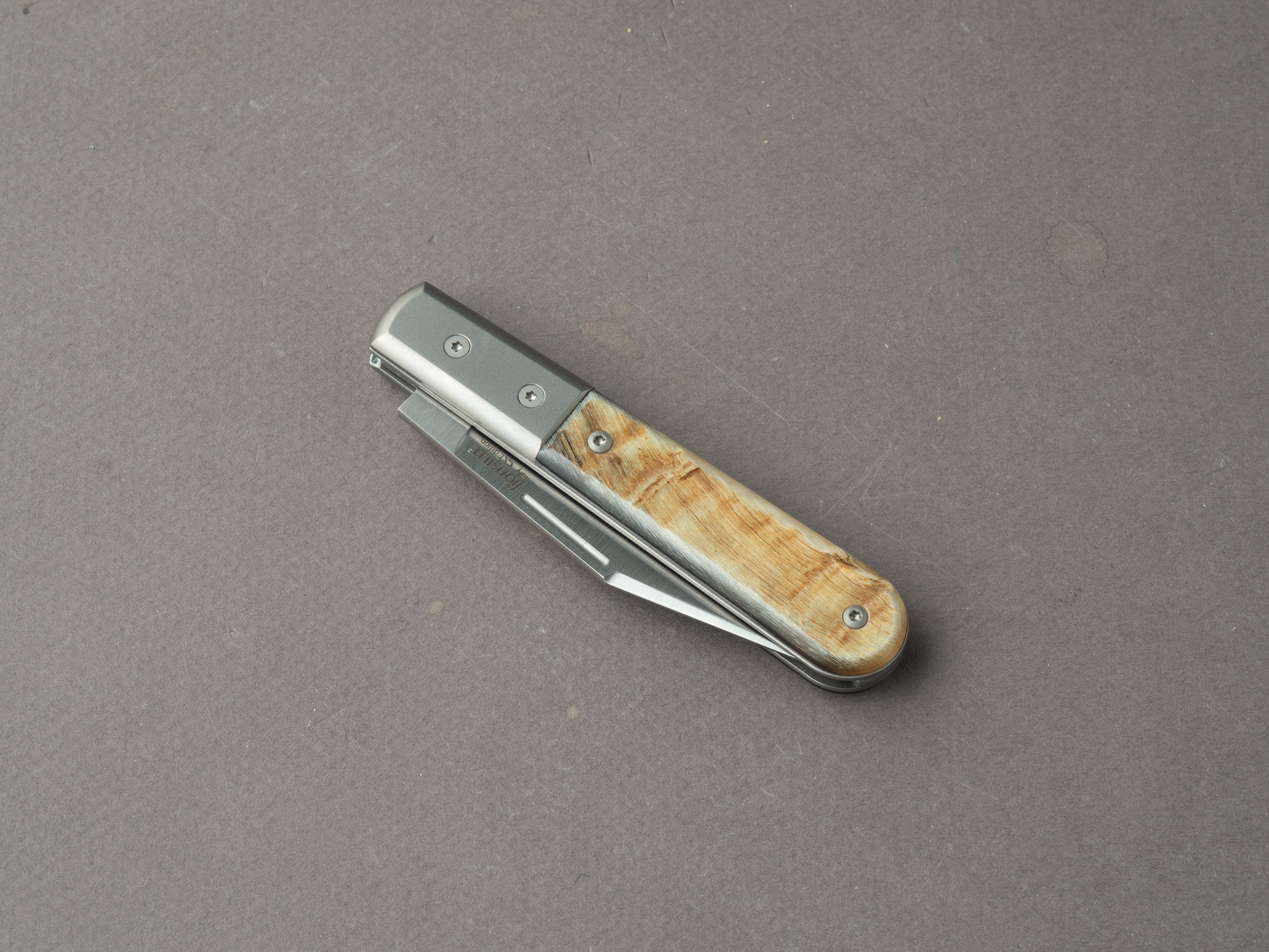 lionSTEEL - Folding Knife - Barlow - Shuffler - 65mm - M390 - Slip Joint - Ram w/ Metal Bolster - Image 5