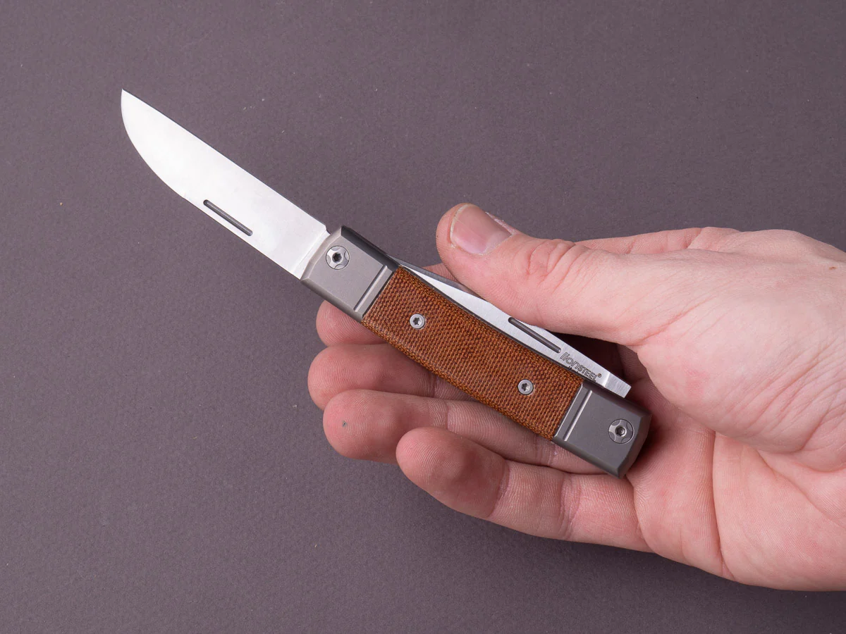 lionSTEEL - Folding Knife - bestMAN - Dual Blade - 71mm - M390 - Slip Joint - Canvas Micarta - Image 2