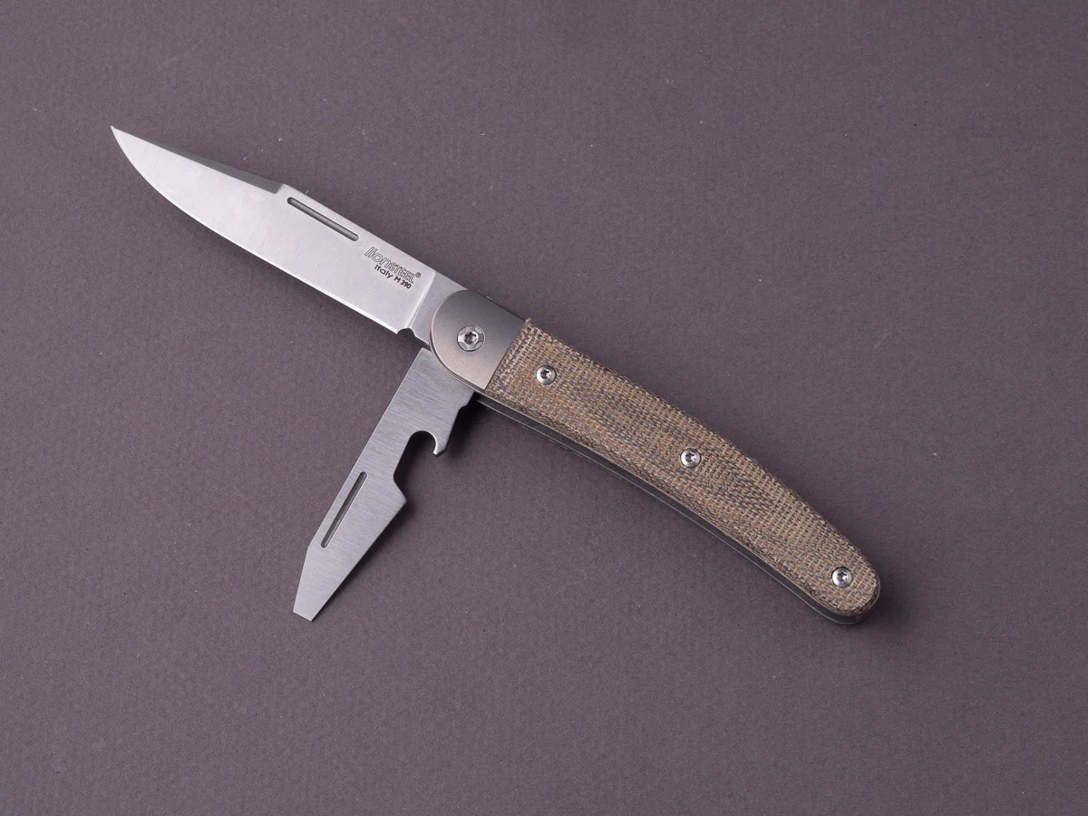 lionSTEEL - Folding Knife - Jack 2 Piece - 77mm - M390 - Slip Joint - Green Canvas Micarta