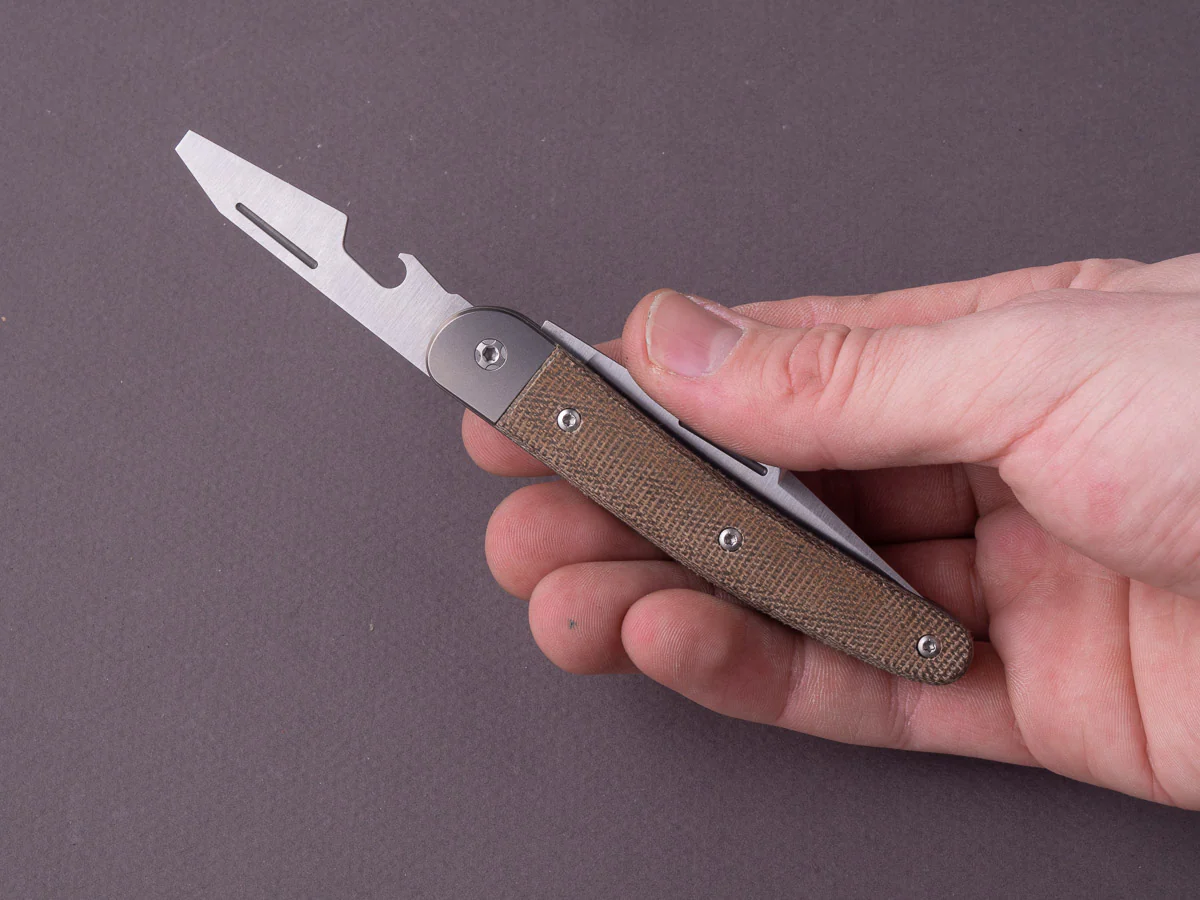lionSTEEL - Folding Knife - Jack 2 Piece - 77mm - M390 - Slip Joint - Green Canvas Micarta - Image 4