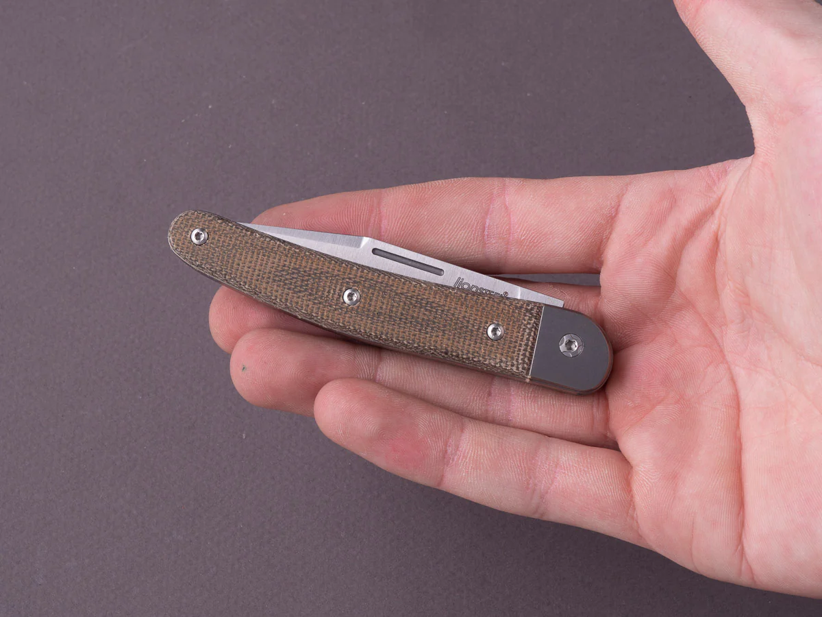 lionSTEEL - Folding Knife - Jack 2 Piece - 77mm - M390 - Slip Joint - Green Canvas Micarta - Image 5