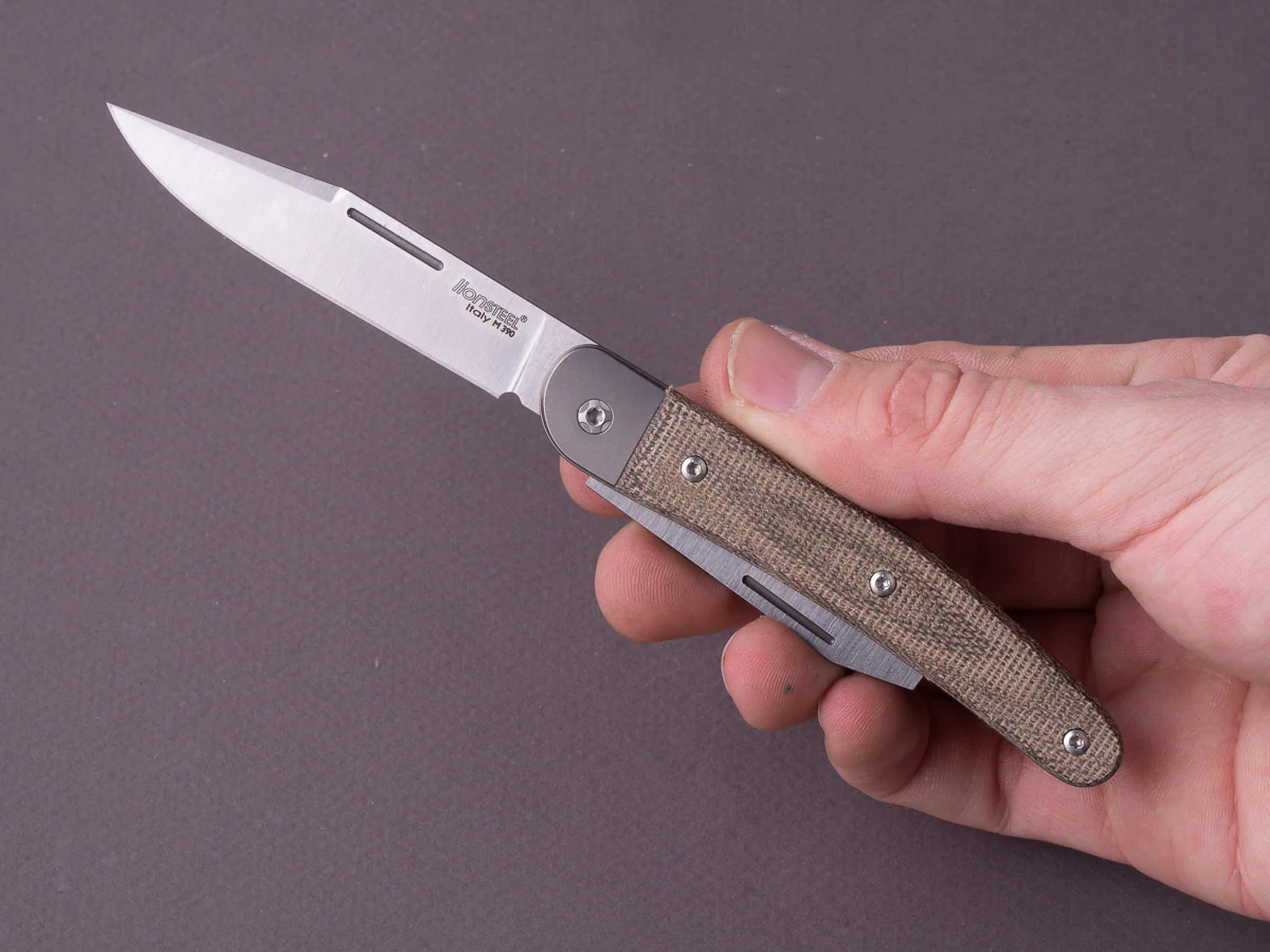 lionSTEEL - Folding Knife - Jack 2 Piece - 77mm - M390 - Slip Joint - Green Canvas Micarta - Image 7