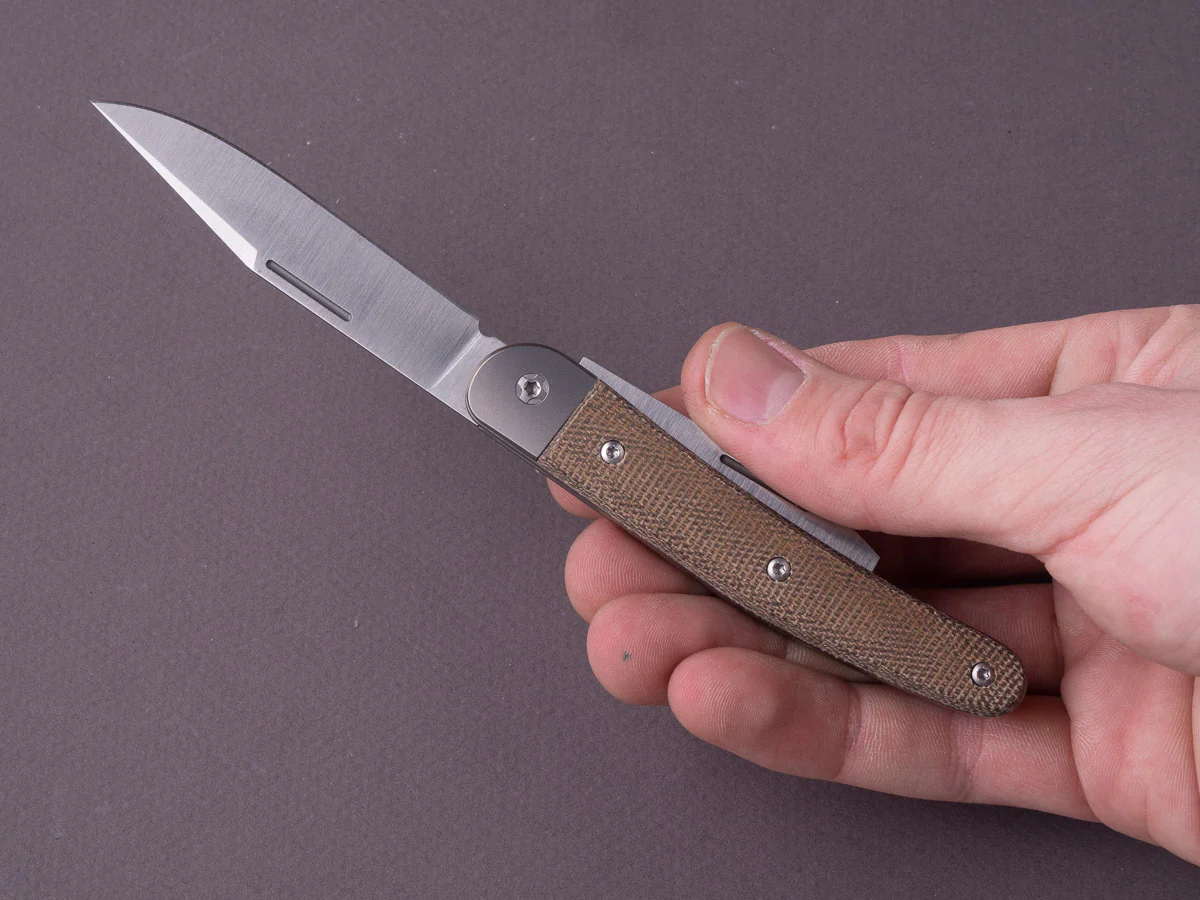lionSTEEL - Folding Knife - Jack 2 Piece - 77mm - M390 - Slip Joint - Green Canvas Micarta - Image 8