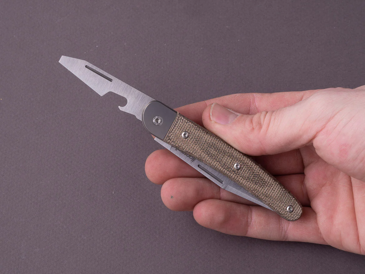 lionSTEEL - Folding Knife - Jack 2 Piece - 77mm - M390 - Slip Joint - Green Canvas Micarta - Image 9