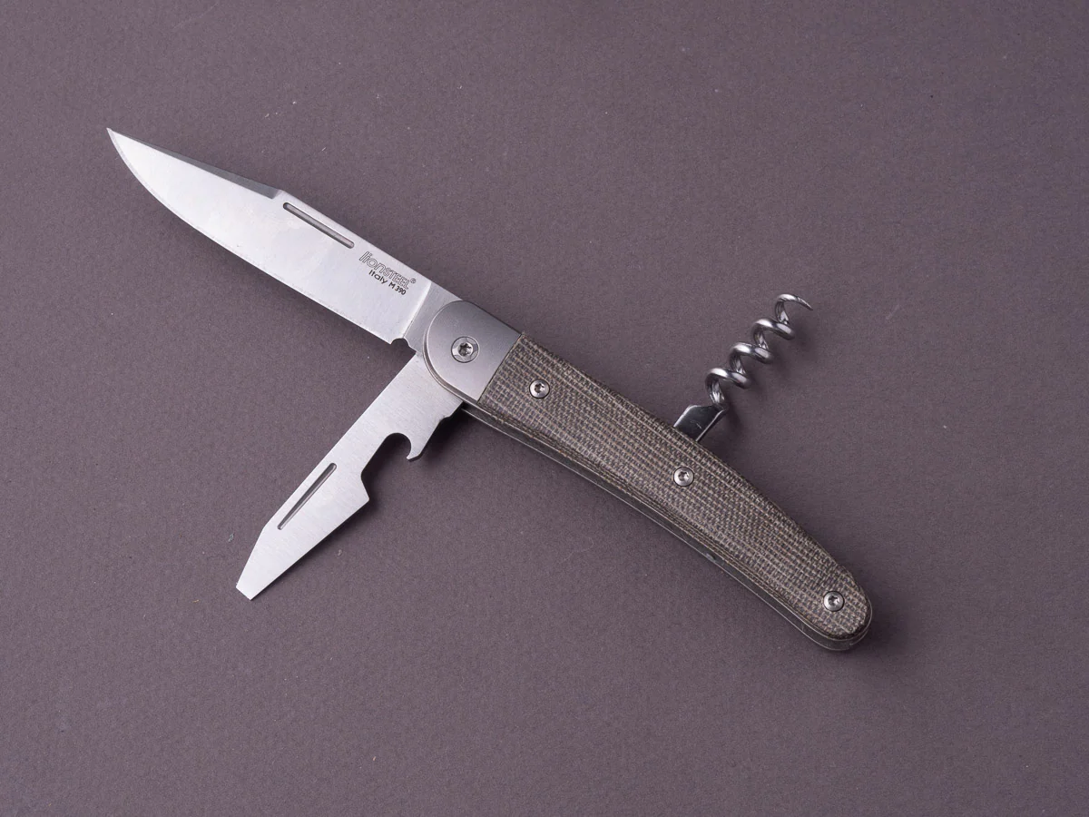 lionSTEEL - Folding Knife - Jack 3 Piece - 77mm - M390 - Slip Joint - Green Canvas Micarta