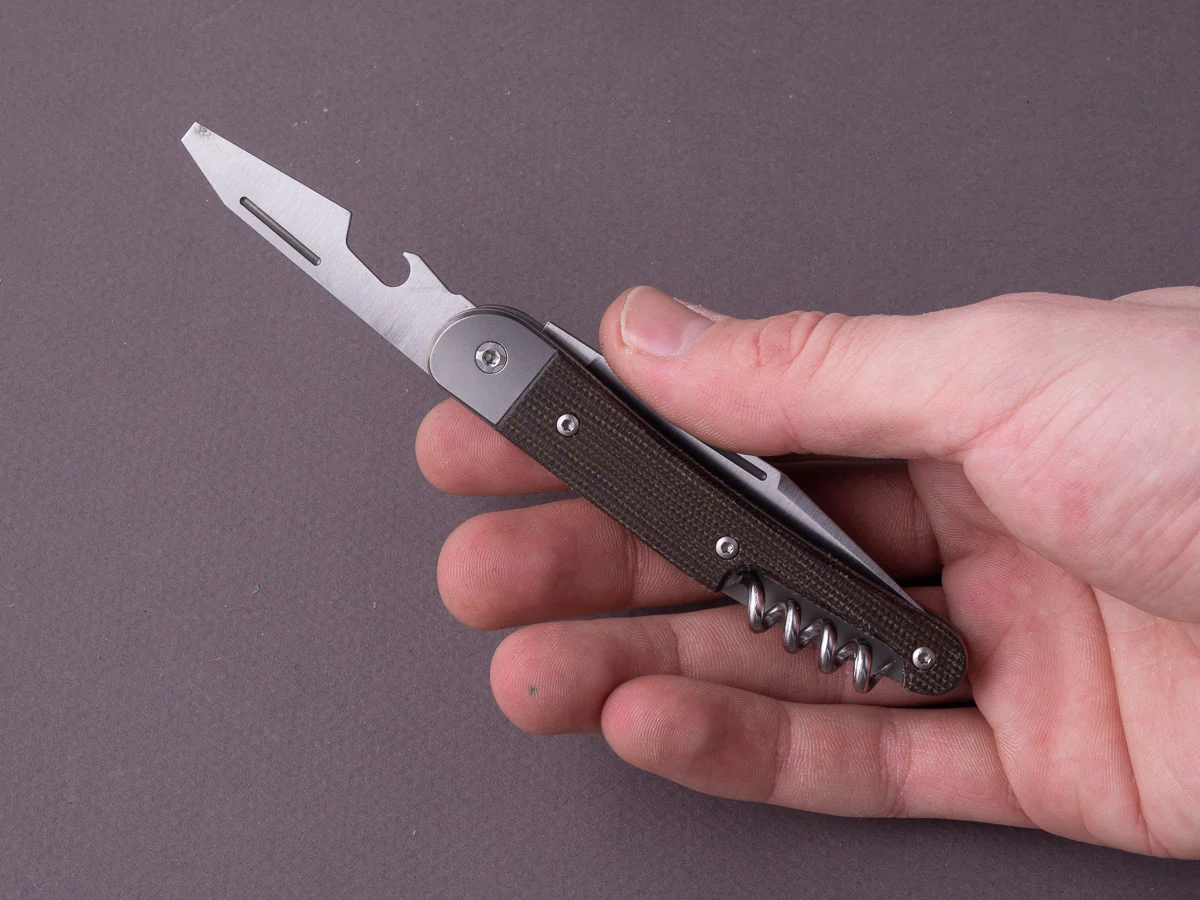 lionSTEEL - Folding Knife - Jack 3 Piece - 77mm - M390 - Slip Joint - Green Canvas Micarta - Image 2