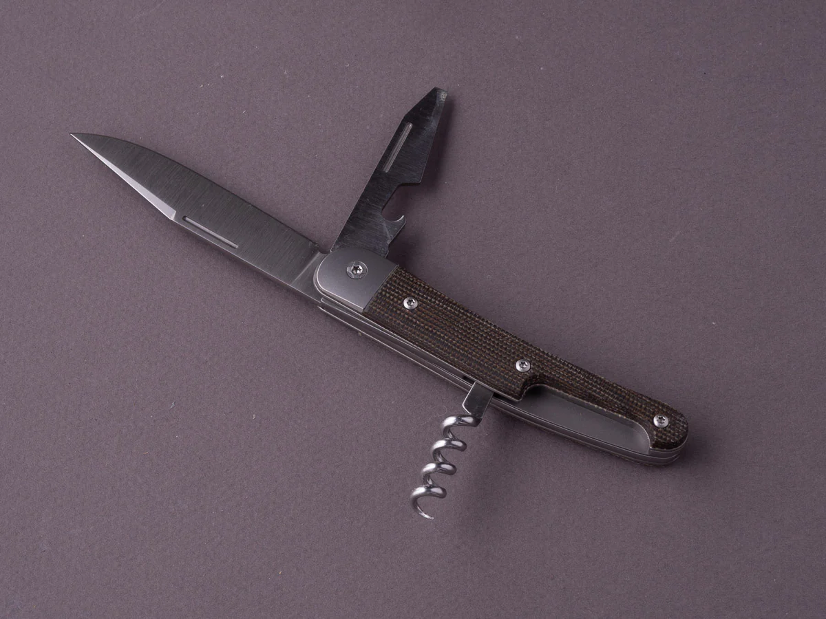 lionSTEEL - Folding Knife - Jack 3 Piece - 77mm - M390 - Slip Joint - Green Canvas Micarta - Image 5