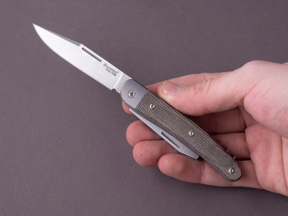 lionSTEEL - Folding Knife - Jack 3 Piece - 77mm - M390 - Slip Joint - Green Canvas Micarta - Image 6