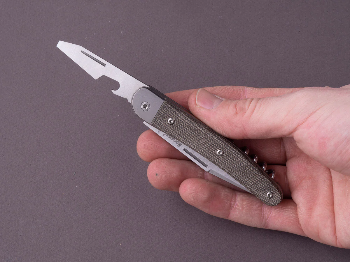 lionSTEEL - Folding Knife - Jack 3 Piece - 77mm - M390 - Slip Joint - Green Canvas Micarta - Image 7