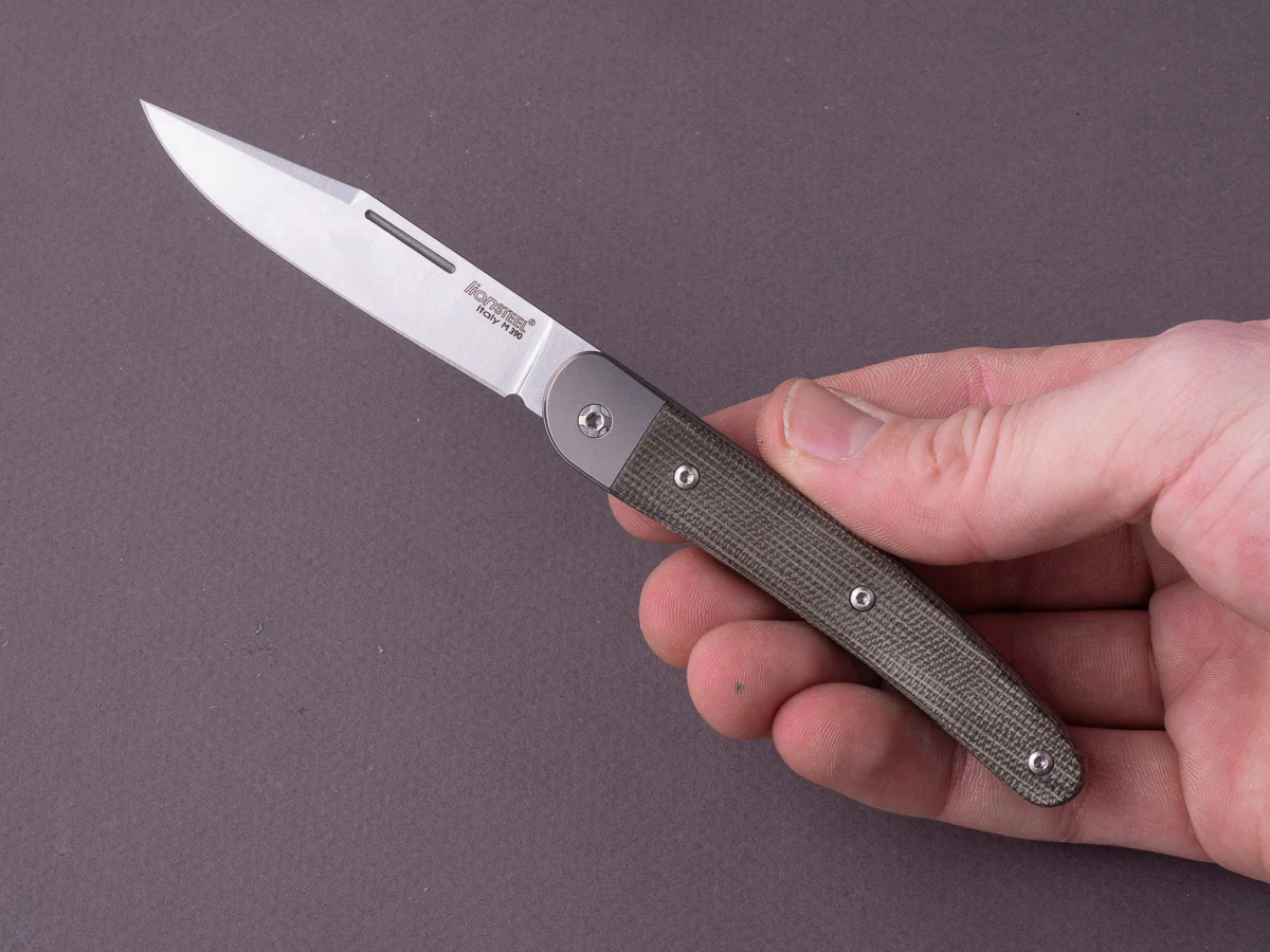 lionSTEEL - Folding Knife - Jack - 77mm - M390 - Slip Joint - Green Canvas Micarta - Image 6