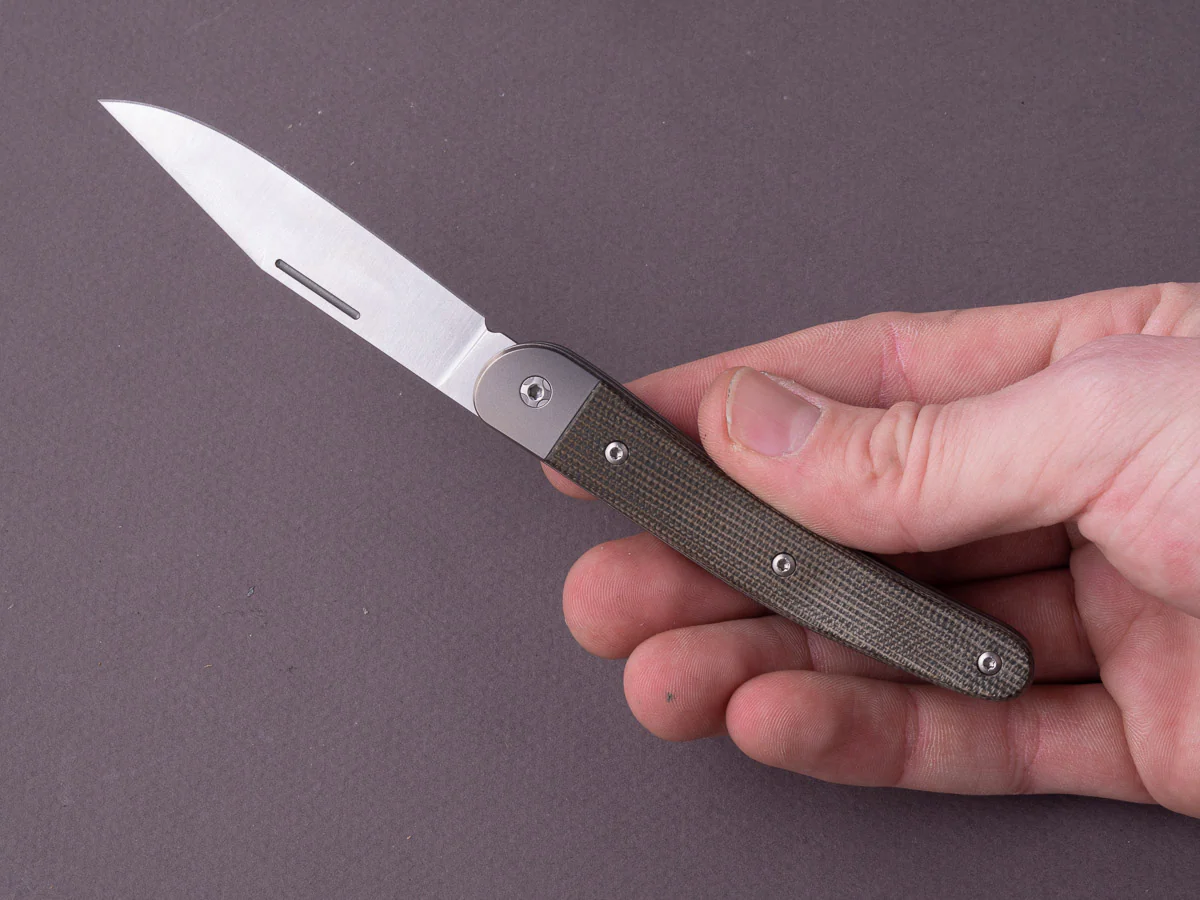 lionSTEEL - Folding Knife - Jack - 77mm - M390 - Slip Joint - Green Canvas Micarta - Image 7