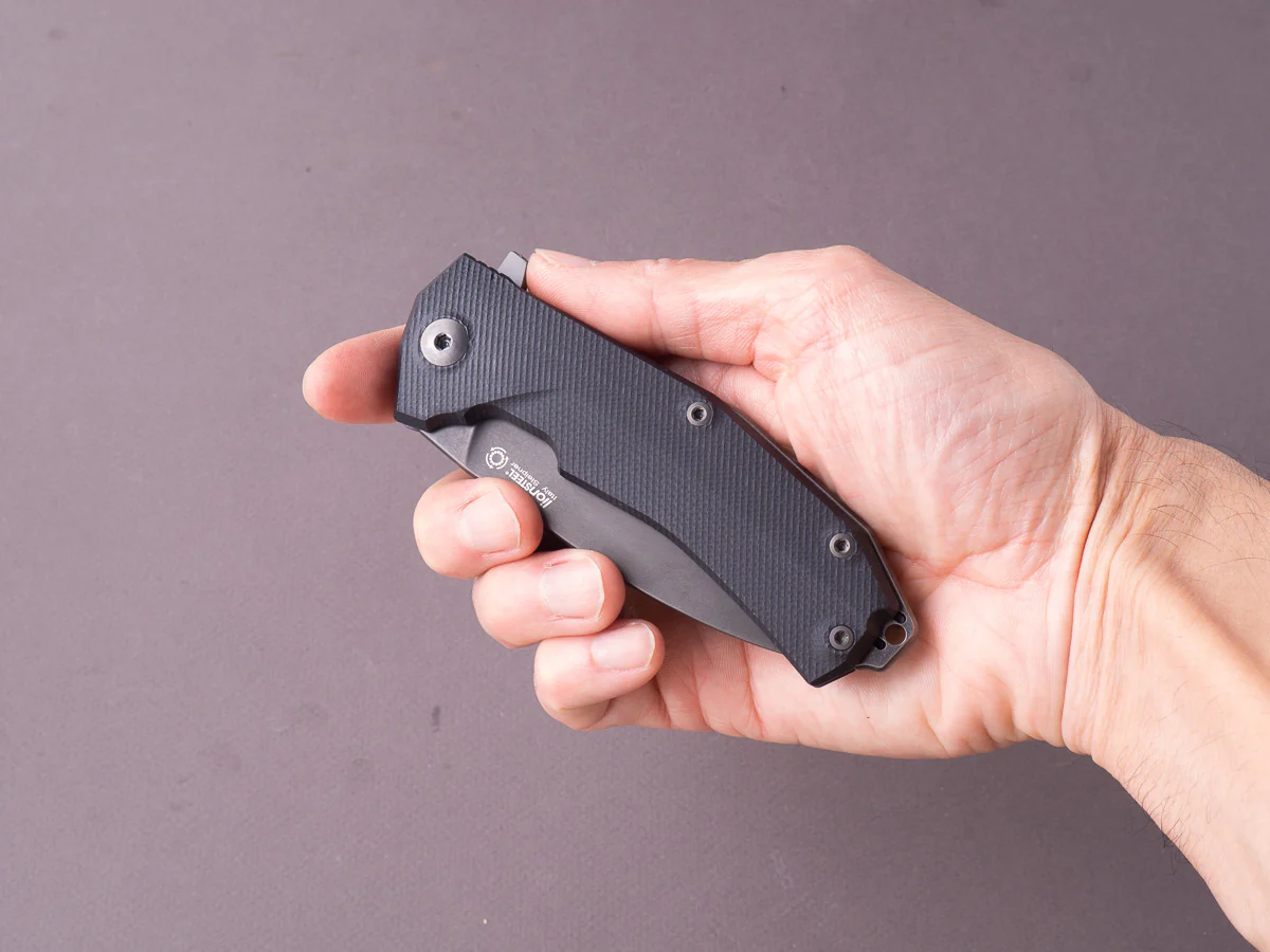 lionSTEEL - Folding Knife - KUR - Sleipner - 85mm - Liner Lock - Black G10 - Stone Washed Black Mil Spec - Image 5