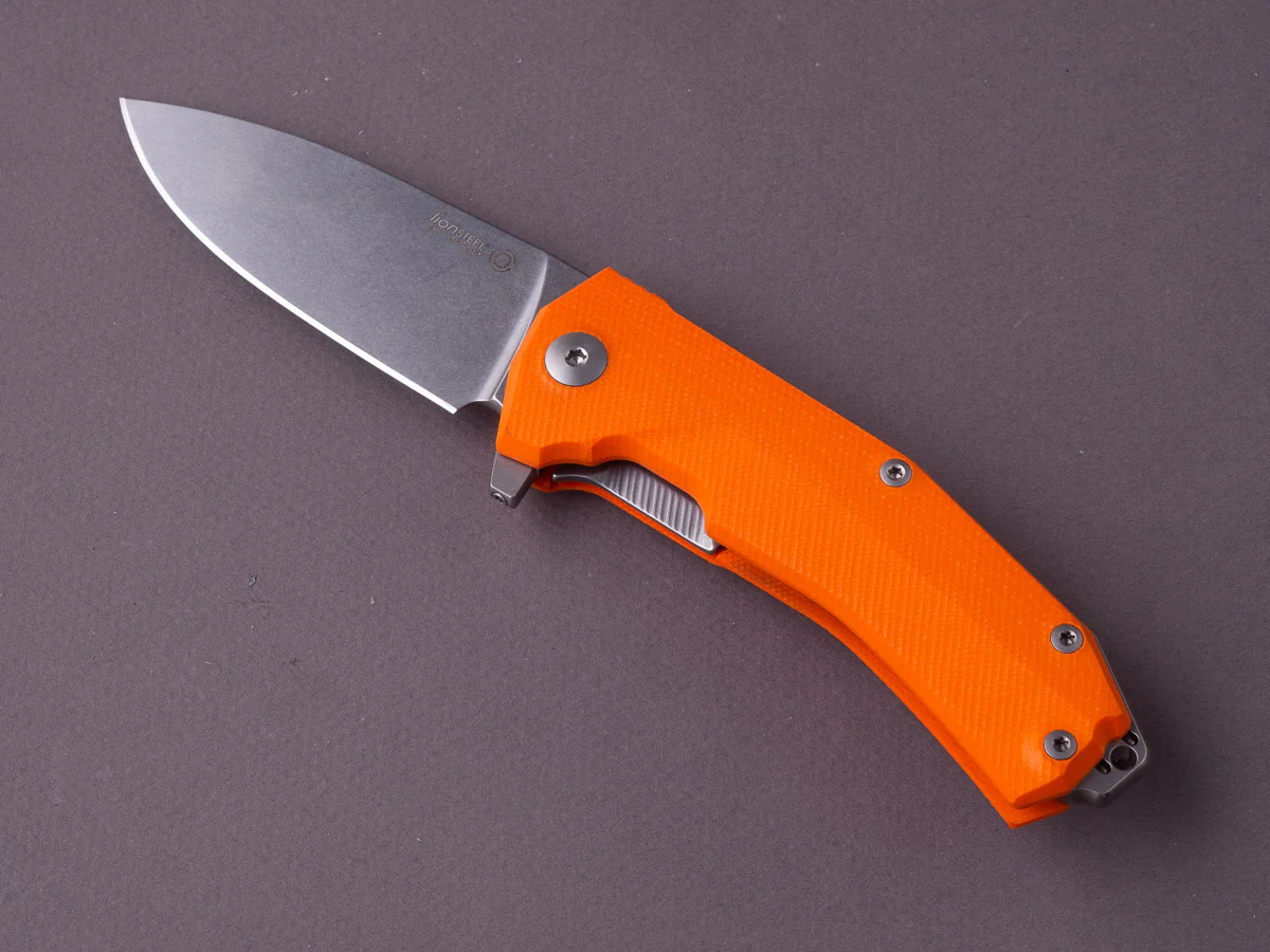lionSTEEL - Folding Knife - KUR - 87mm - Sleipner - Liner Lock - Orange G10 - Stonewashed