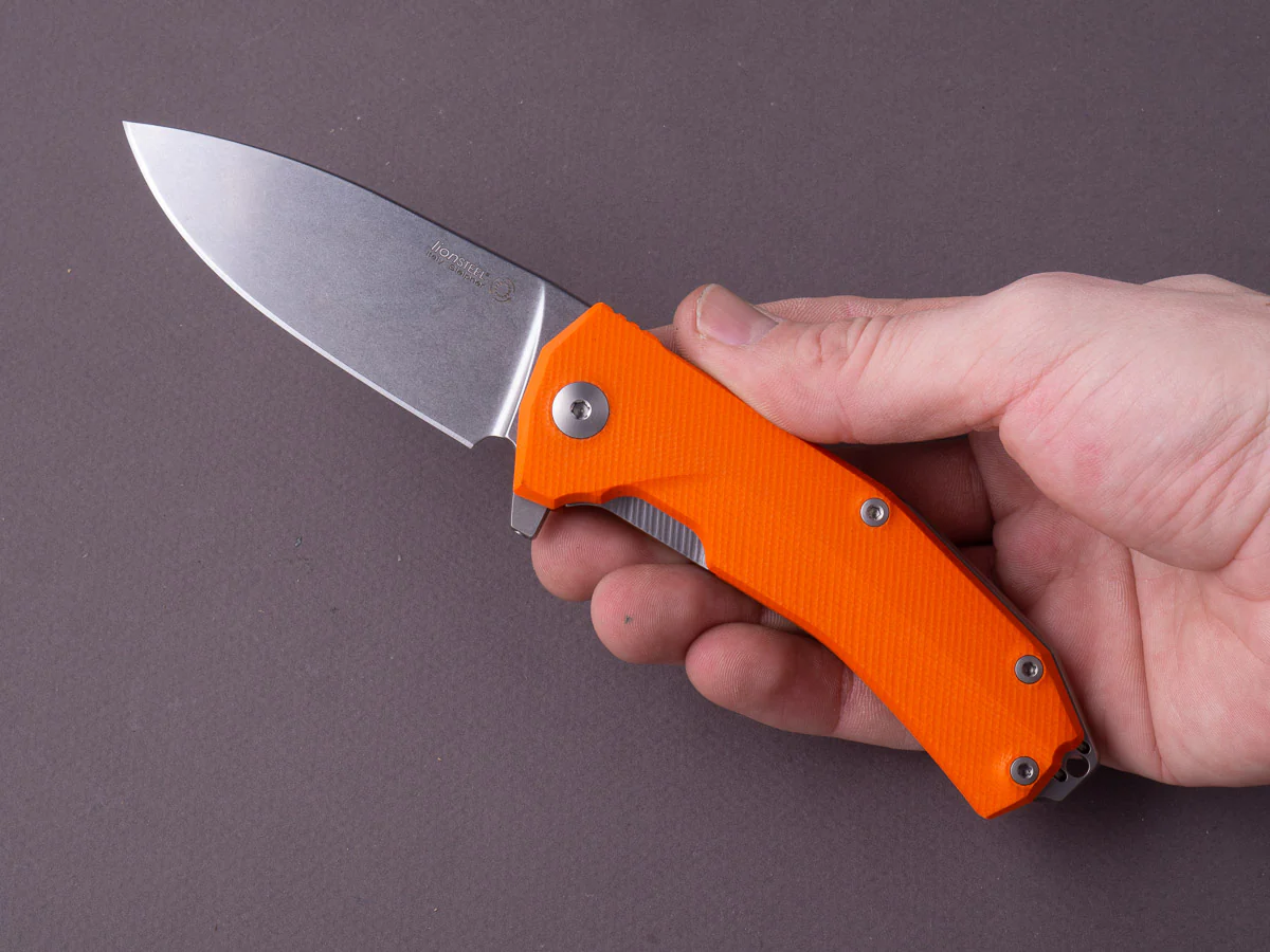 lionSTEEL - Folding Knife - KUR - 87mm - Sleipner - Liner Lock - Orange G10 - Stonewashed - Image 6