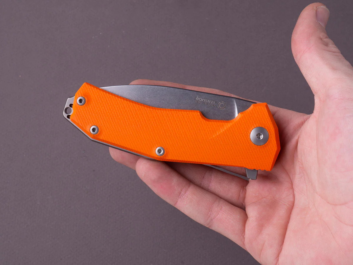 lionSTEEL - Folding Knife - KUR - 87mm - Sleipner - Liner Lock - Orange G10 - Stonewashed - Image 7