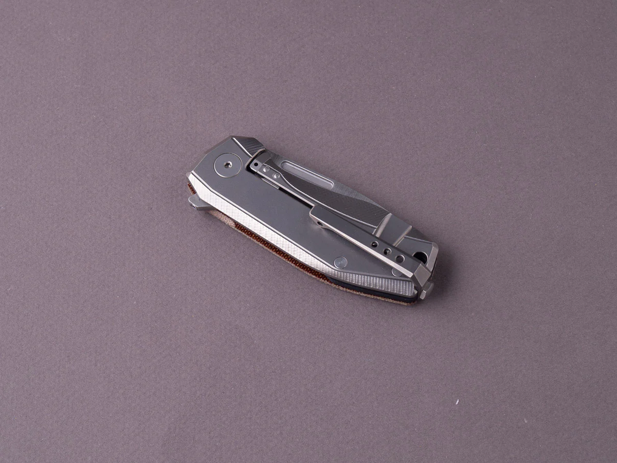 lionSTEEL - Folding Knife - Frame Lock - Nano - MagnaCut - 65mm - Canvas Micarta & Titanium - Image 2