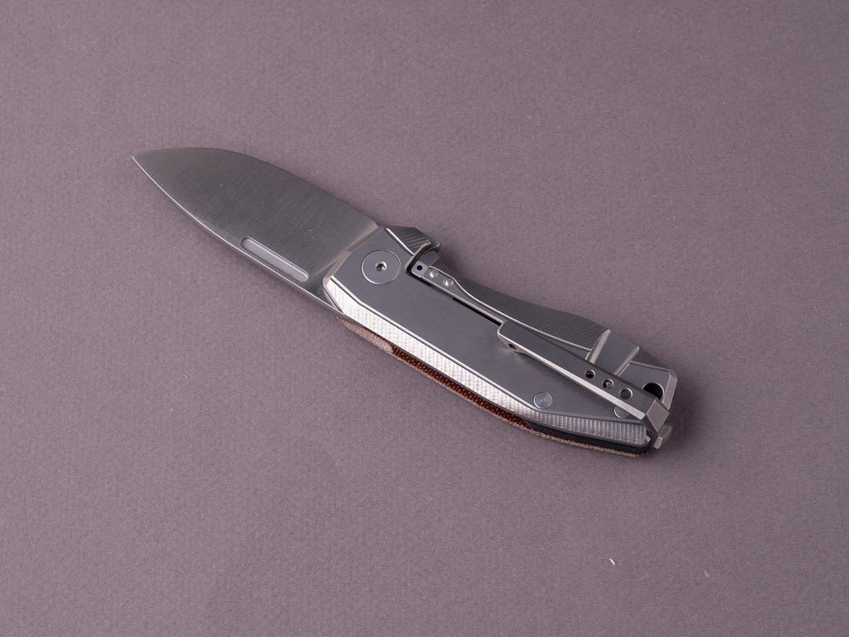 lionSTEEL - Folding Knife - Frame Lock - Nano - MagnaCut - 65mm - Canvas Micarta & Titanium - Image 4