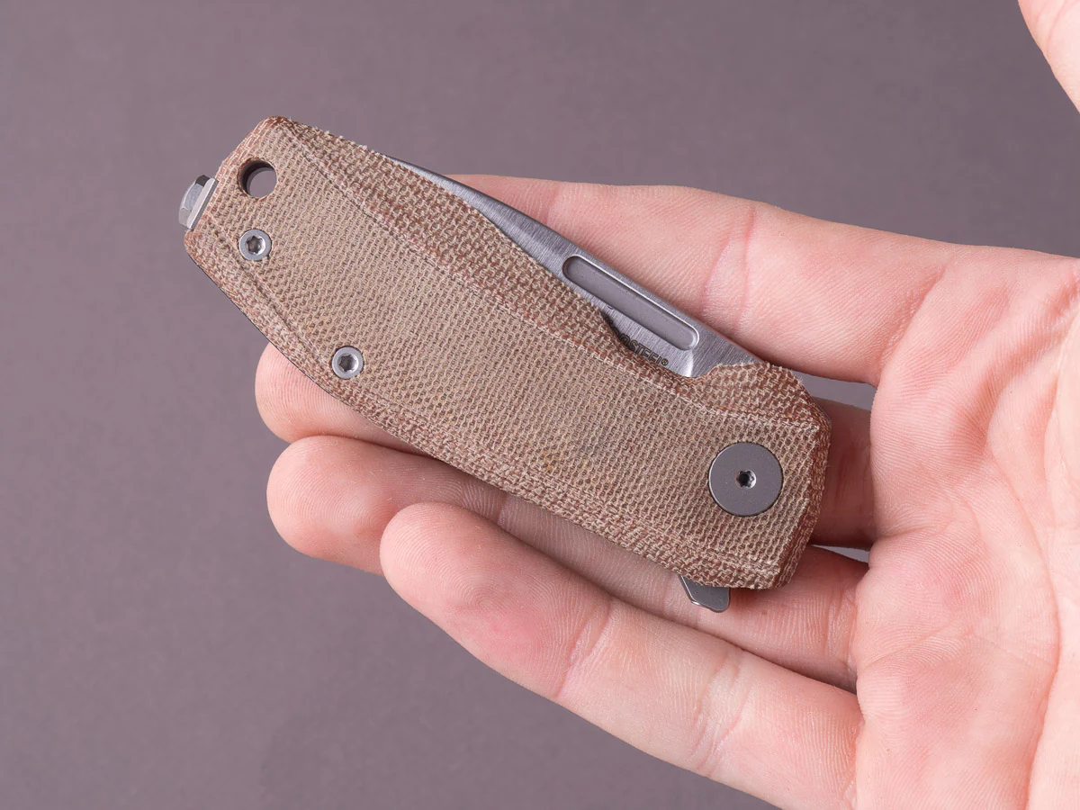 lionSTEEL - Folding Knife - Frame Lock - Nano - MagnaCut - 65mm - Canvas Micarta & Titanium - Image 8