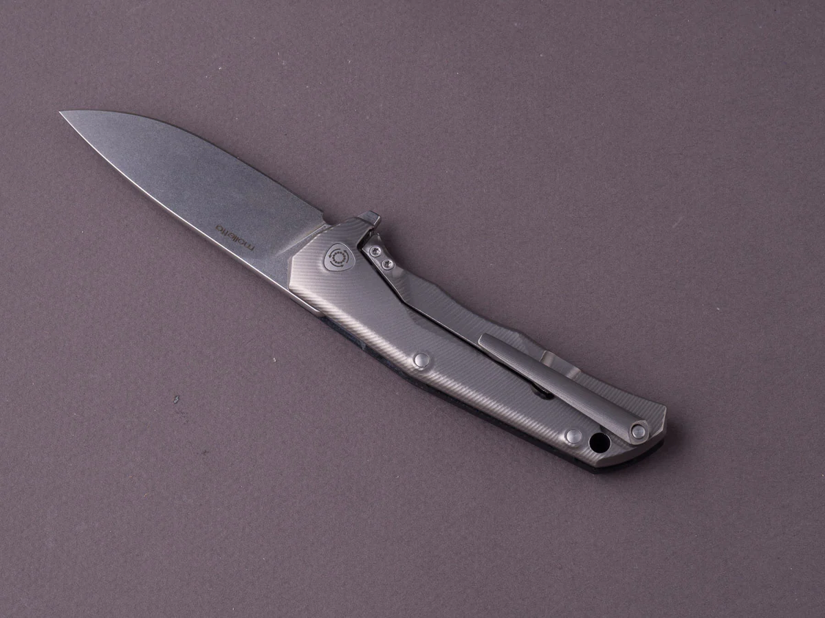 lionSTEEL - Folding Knife - TRE - 74mm - M390 - Frame Lock - Black G10 & Titanium - Stonewashed - Image 4
