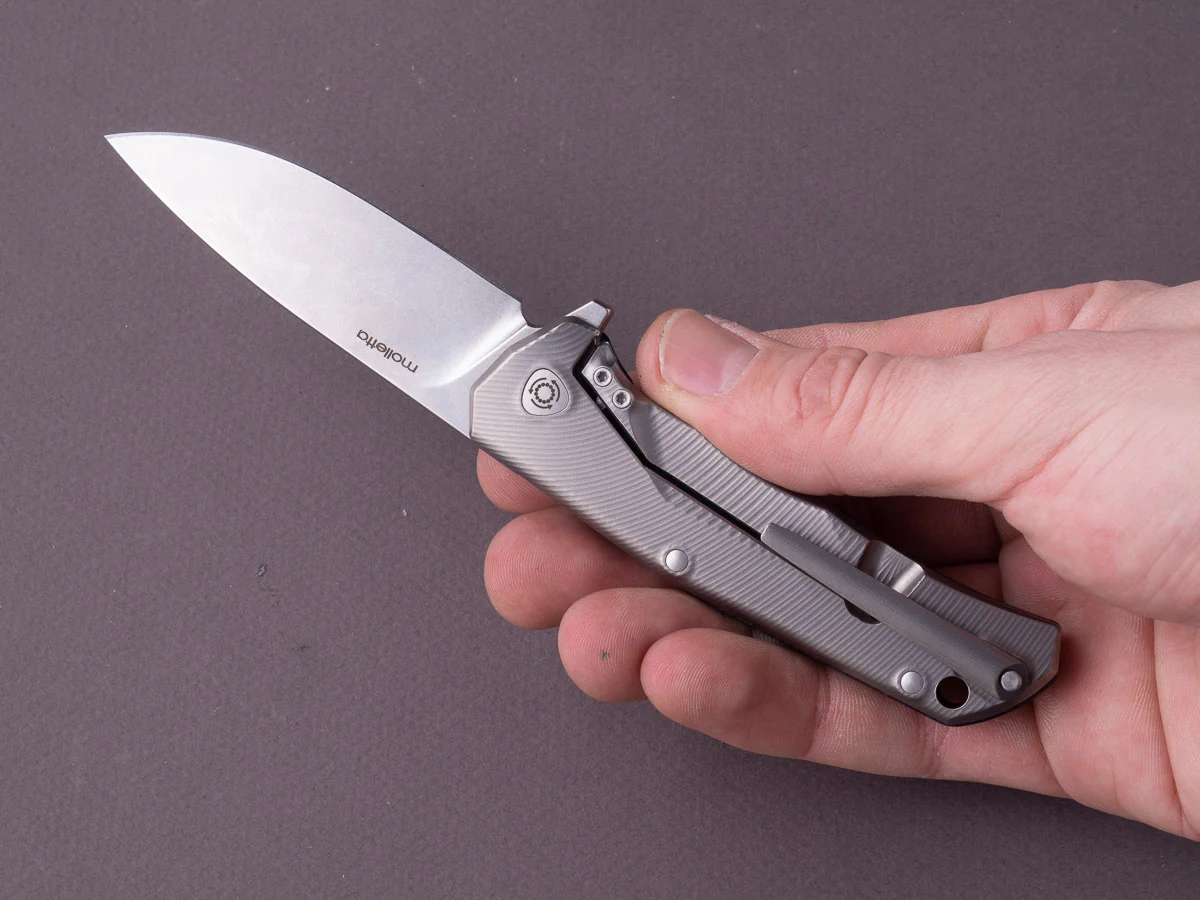 lionSTEEL - Folding Knife - TRE - 74mm - M390 - Frame Lock - Black G10 & Titanium - Stonewashed - Image 6