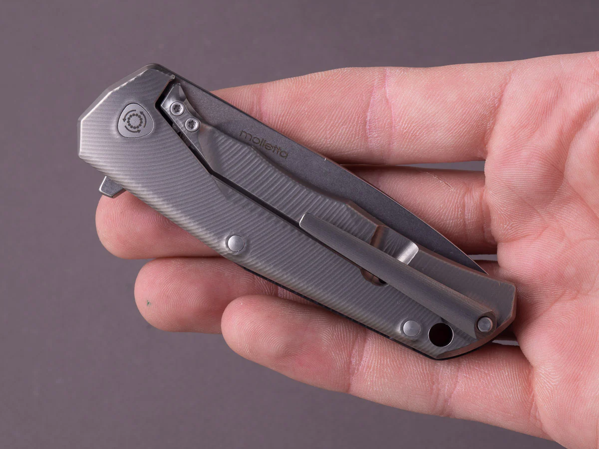lionSTEEL - Folding Knife - TRE - 74mm - M390 - Frame Lock - Black G10 & Titanium - Stonewashed - Image 8