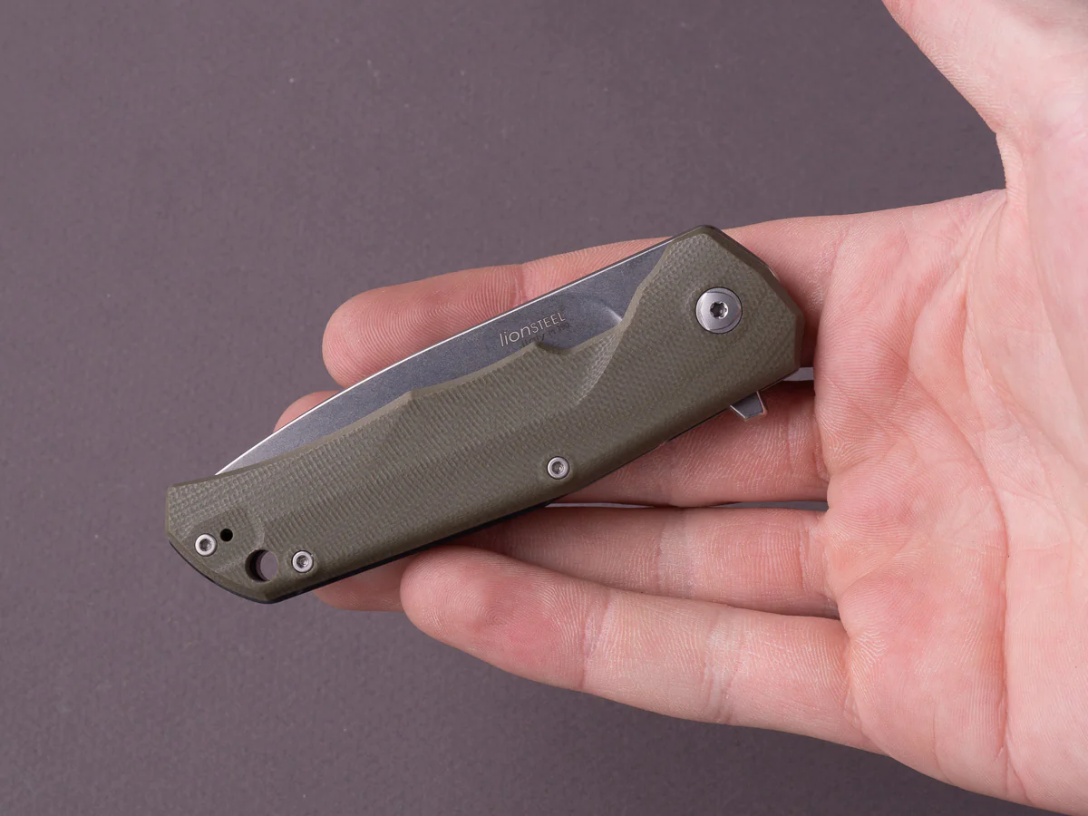 lionSTEEL - Folding Knife - TRE - 74mm - M390 - Frame Lock - Green G10 & Titanium - Stonewashed - Image 6