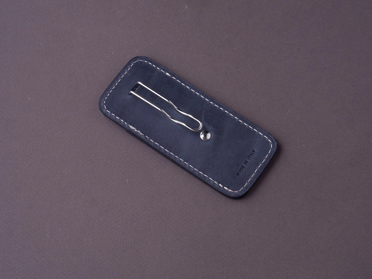 lionSTEEL - Sheath - Pocket Clip - Blue Leather - Image 3