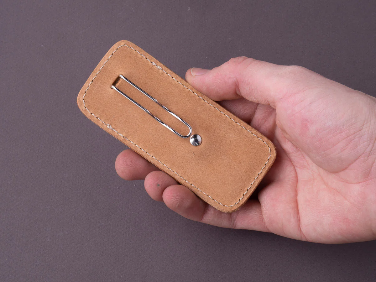 lionSTEEL - Sheath - Pocket Clip - Sand Leather - Image 4