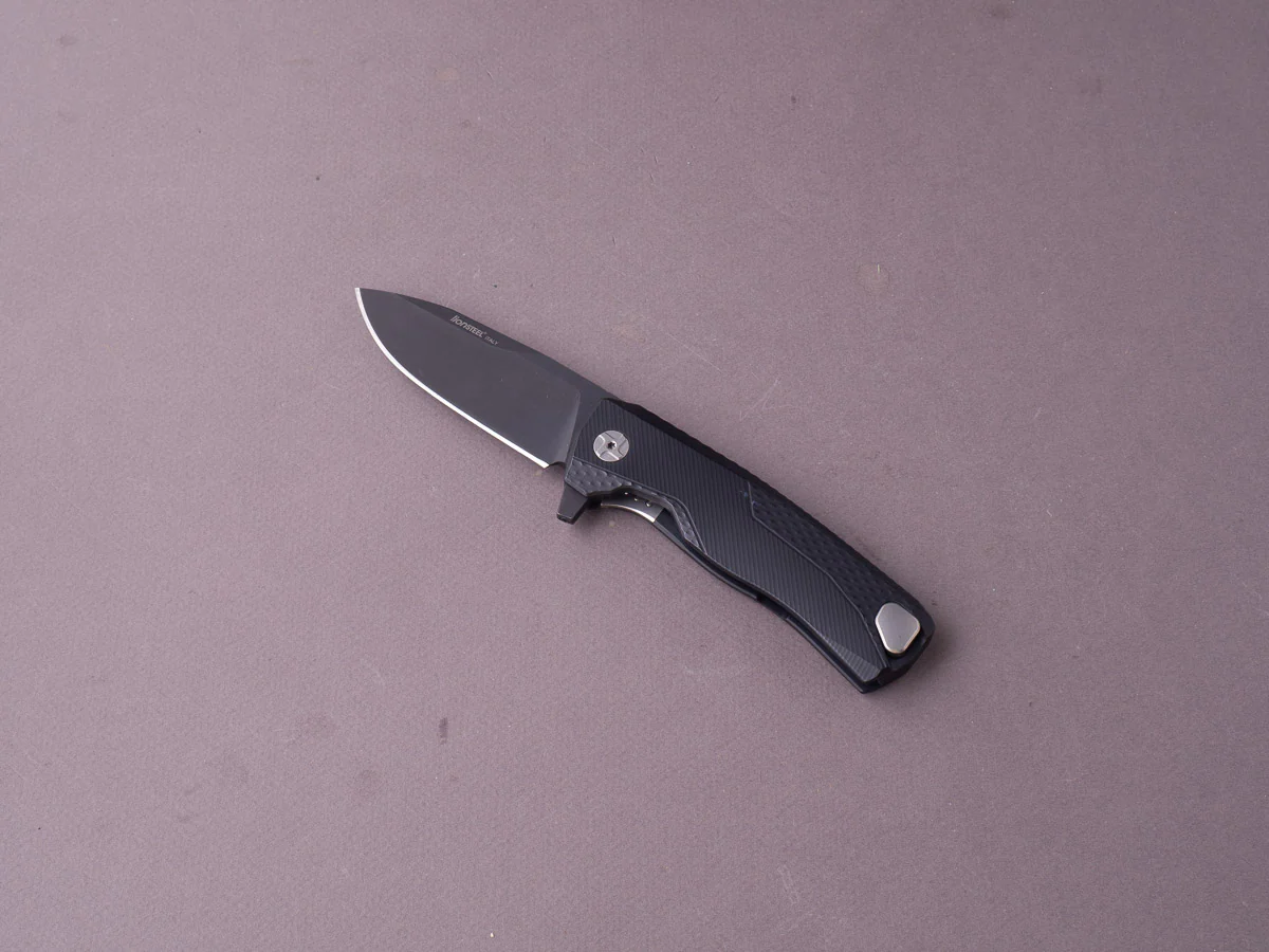 lionSTEEL - SOLID Folding Knife - Frame Lock - ROK - M390 - 85mm - Black Aluminum - Black MilSpec