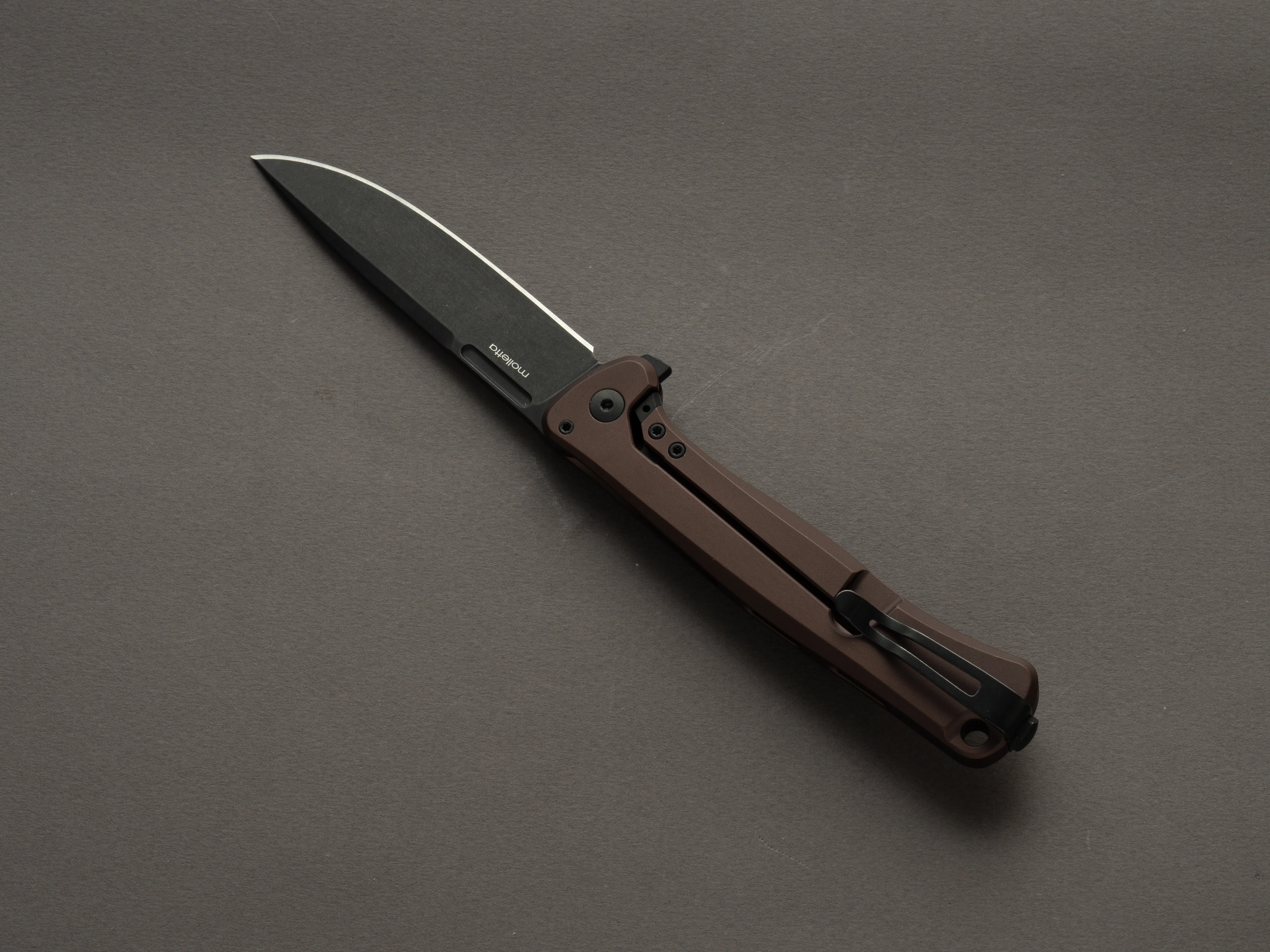 lionSTEEL - SOLID Folding Knife - Frame Lock - Skinny - MagnaCut - 85mm - Earth Brown Aluminum Handle - Mil Spec - Image 2