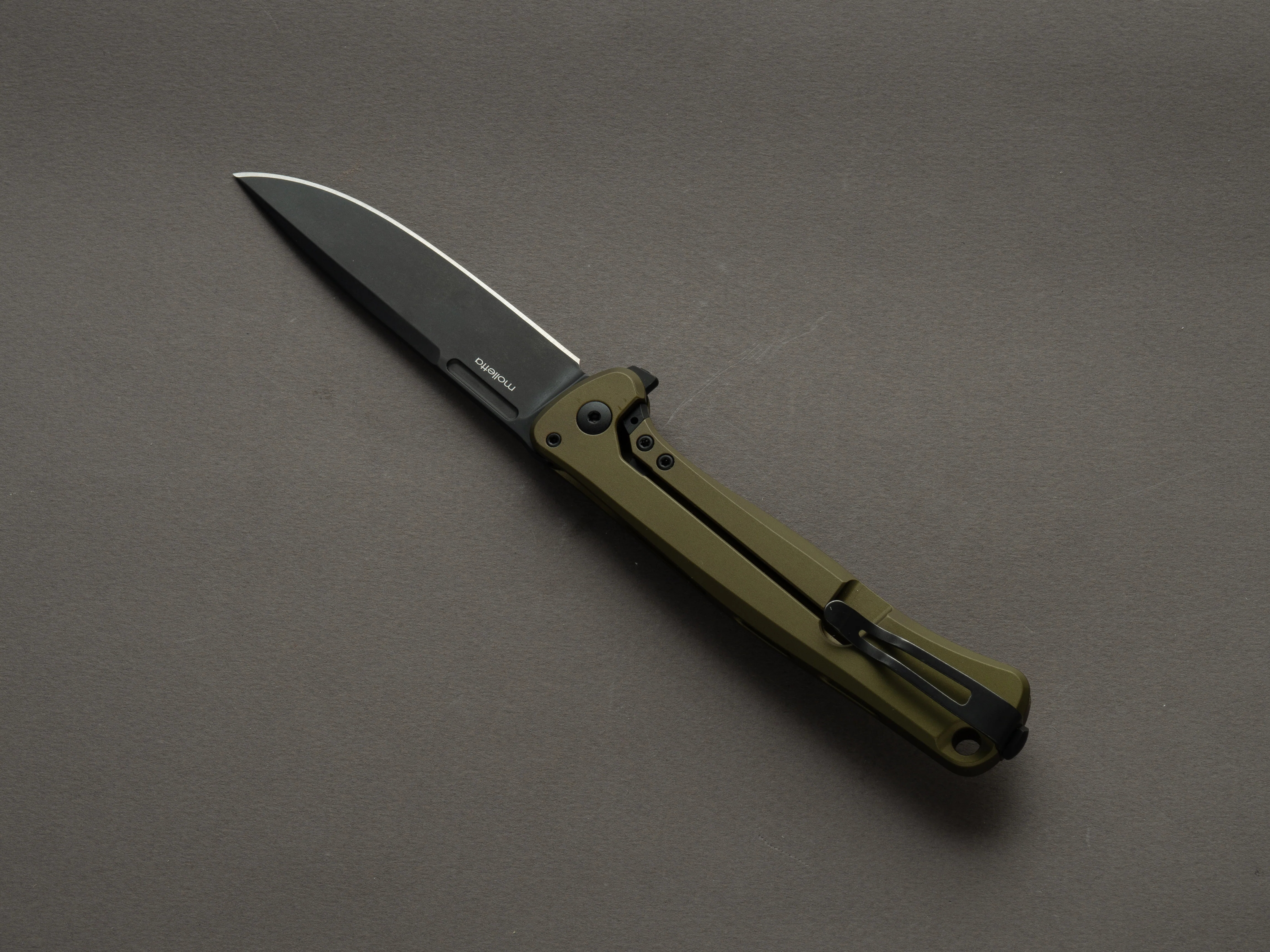 lionSTEEL - SOLID Folding Knife - Frame Lock - Skinny - MagnaCut - 85mm - Green Aluminum Handle - Mil Spec - Image 2