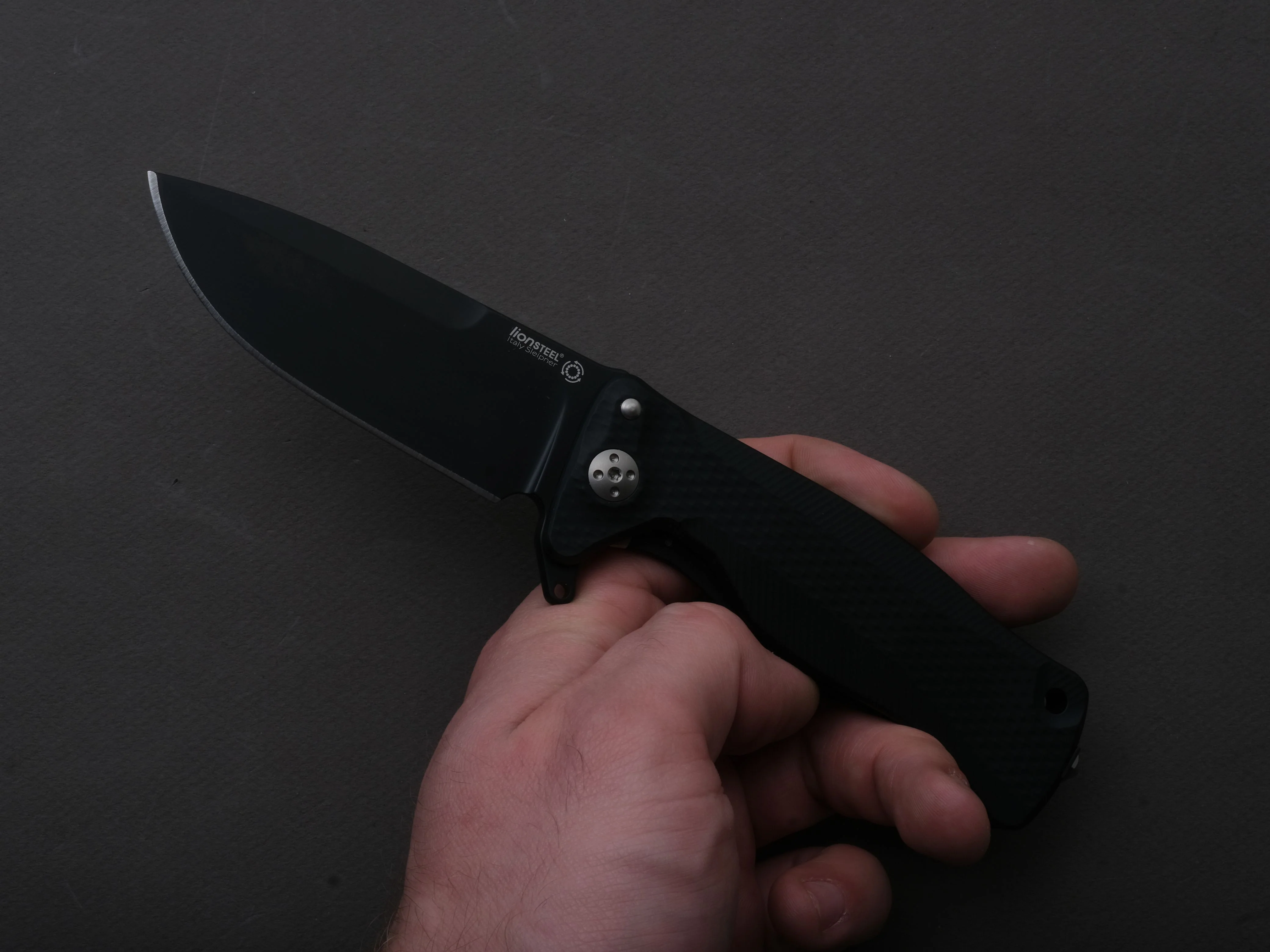 lionSTEEL - SOLID Folding Knife - SR11 - Sleipner - 90mm - Black Aluminum - Black Mil Spec - Image 3