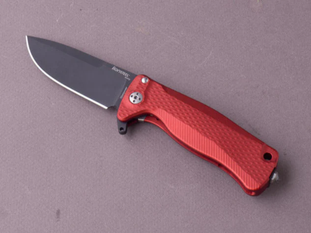 lionSTEEL - SOLID Folding Knife - SR22 - Sleipner - 75mm - Frame Lock - Red Aluminum - Black Mil Spec