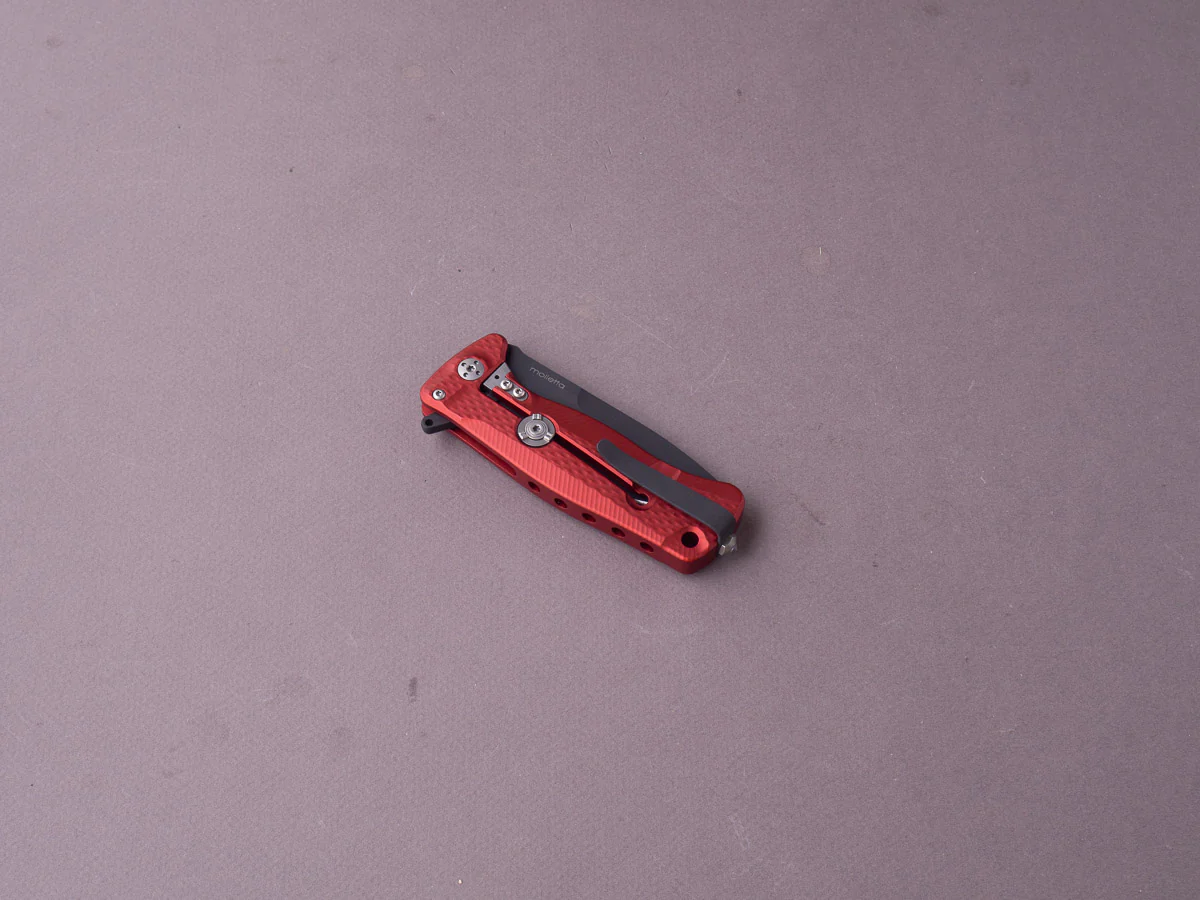 lionSTEEL - SOLID Folding Knife - SR22 - Sleipner - 75mm - Frame Lock - Red Aluminum - Black Mil Spec - Image 4