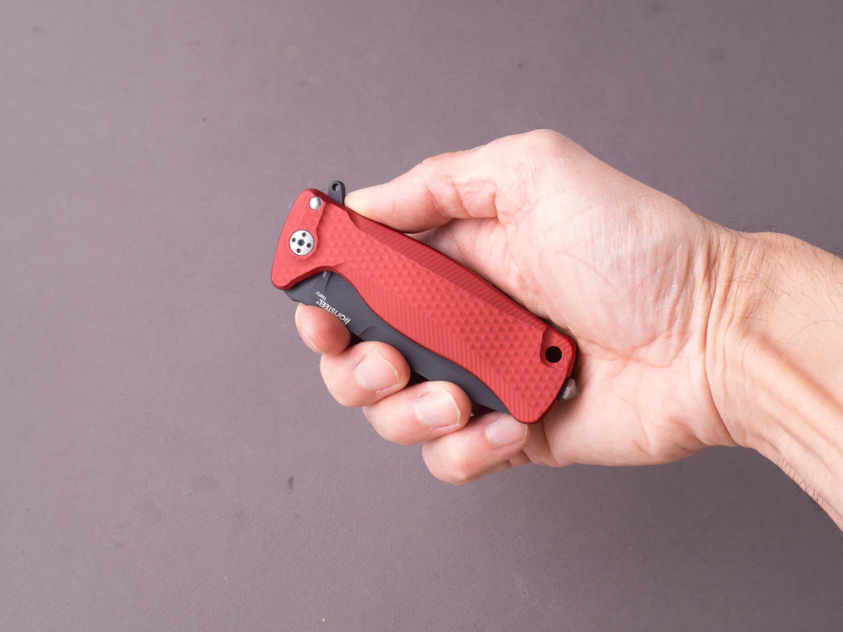 lionSTEEL - SOLID Folding Knife - SR22 - Sleipner - 75mm - Frame Lock - Red Aluminum - Black Mil Spec - Image 5
