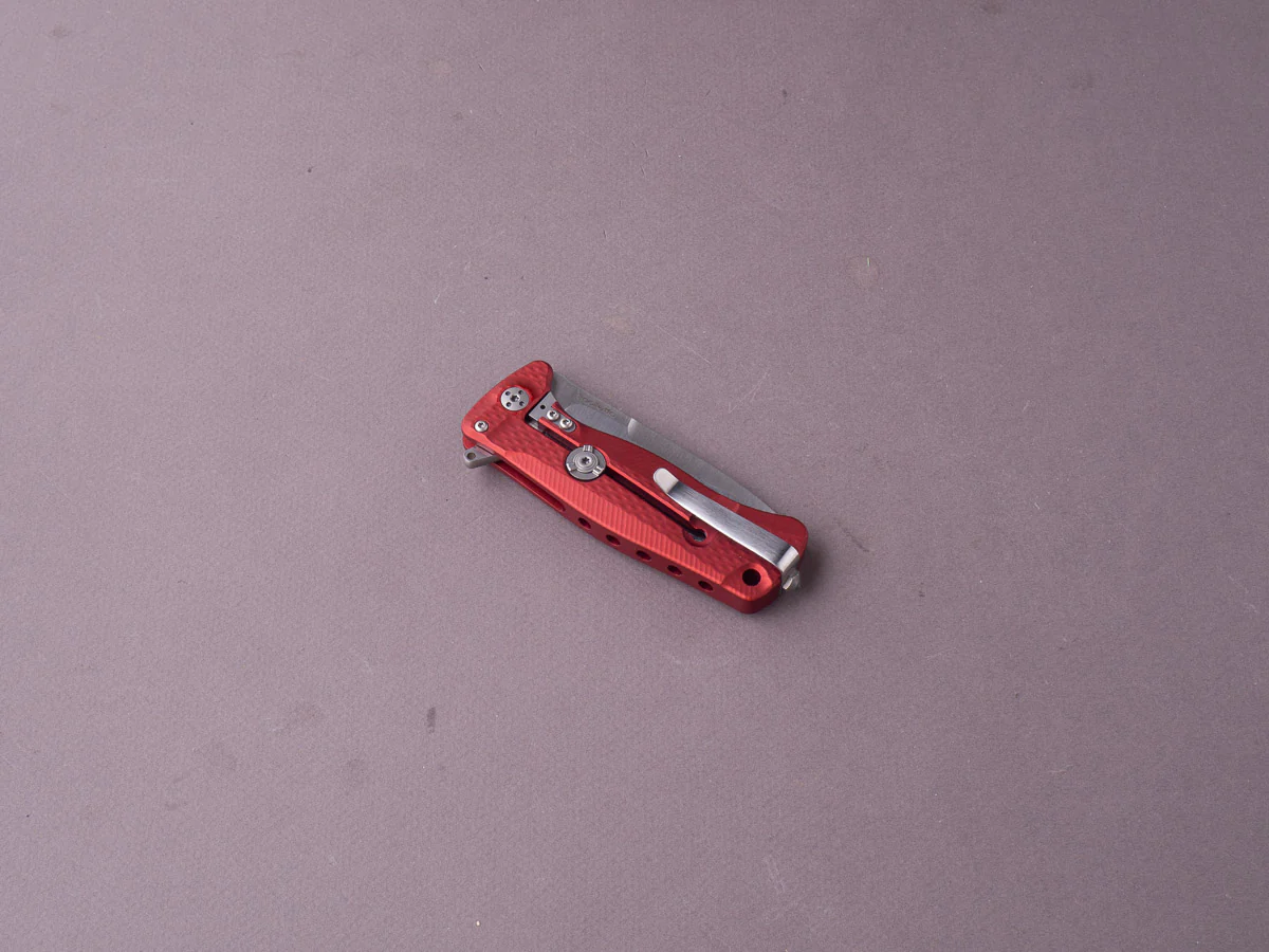 lionSTEEL - SOLID Folding Knife - SR22 - Sleipner - 75mm - Frame Lock - Red Aluminum - Pocket Clip - Image 4