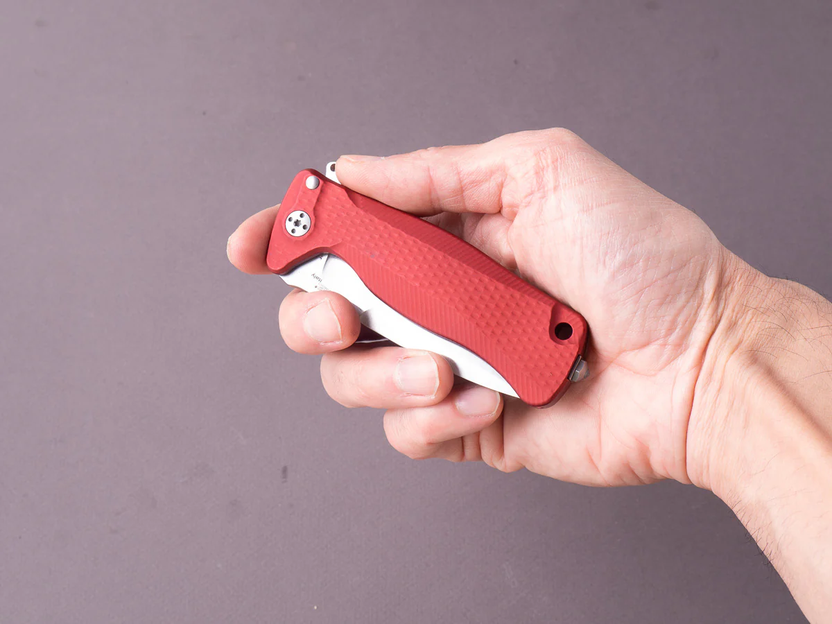 lionSTEEL - SOLID Folding Knife - SR22 - Sleipner - 75mm - Frame Lock - Red Aluminum - Pocket Clip - Image 5