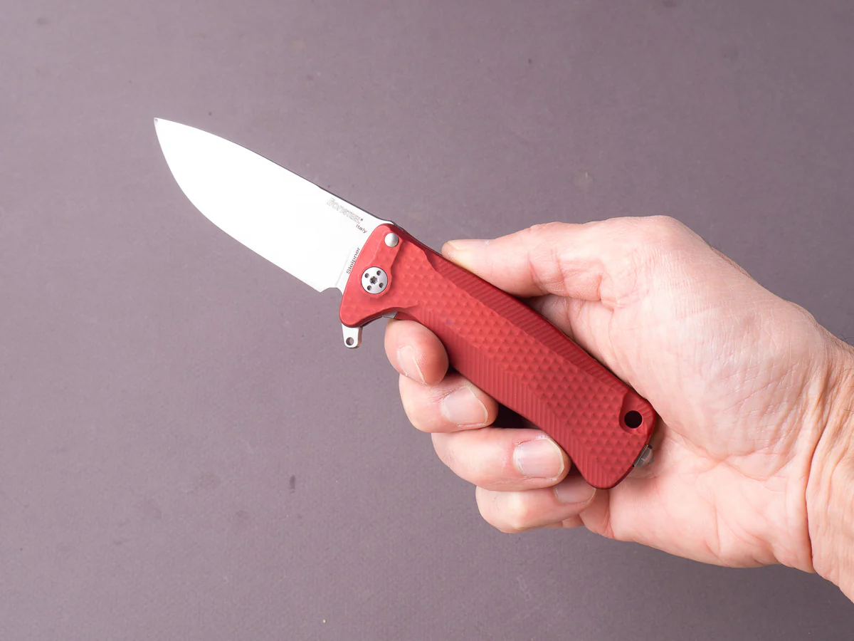 lionSTEEL - SOLID Folding Knife - SR22 - Sleipner - 75mm - Frame Lock - Red Aluminum - Pocket Clip - Image 6