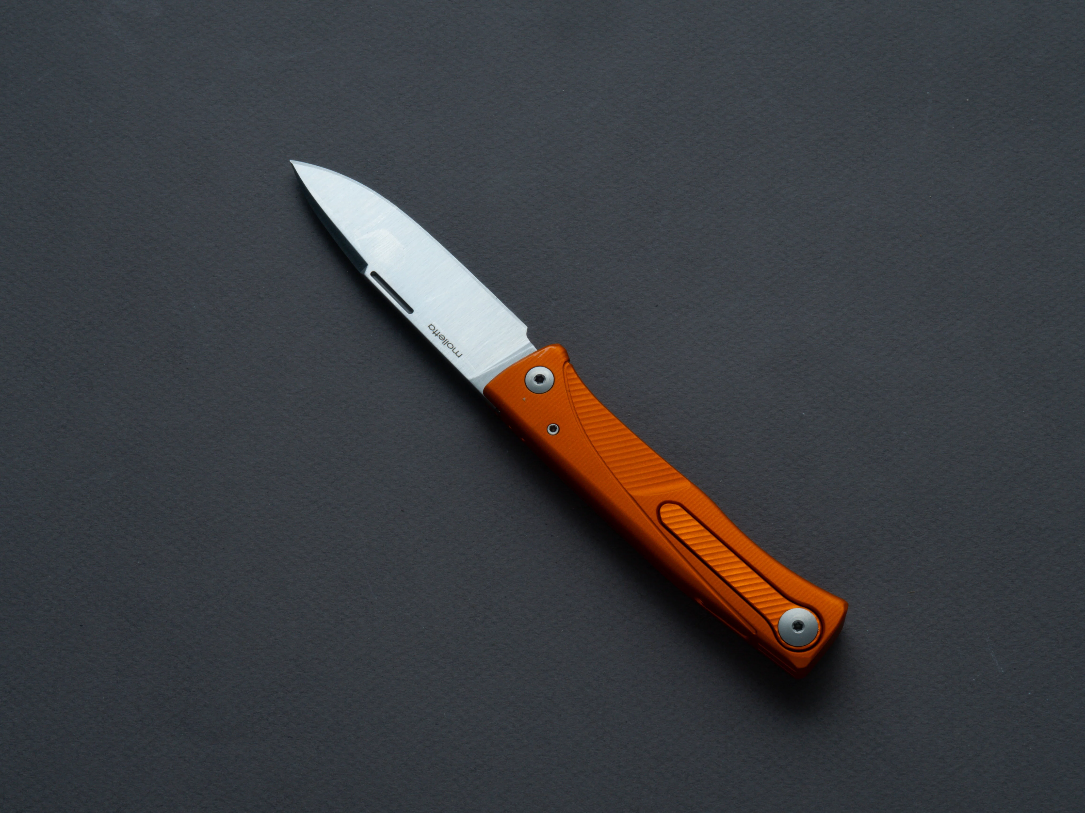 lionSTEEL - SOLID Folding Knife - Thrill - Slip Joint - M390 - 75mm - Orange Aluminum - H. WAYL Clip - Image 3