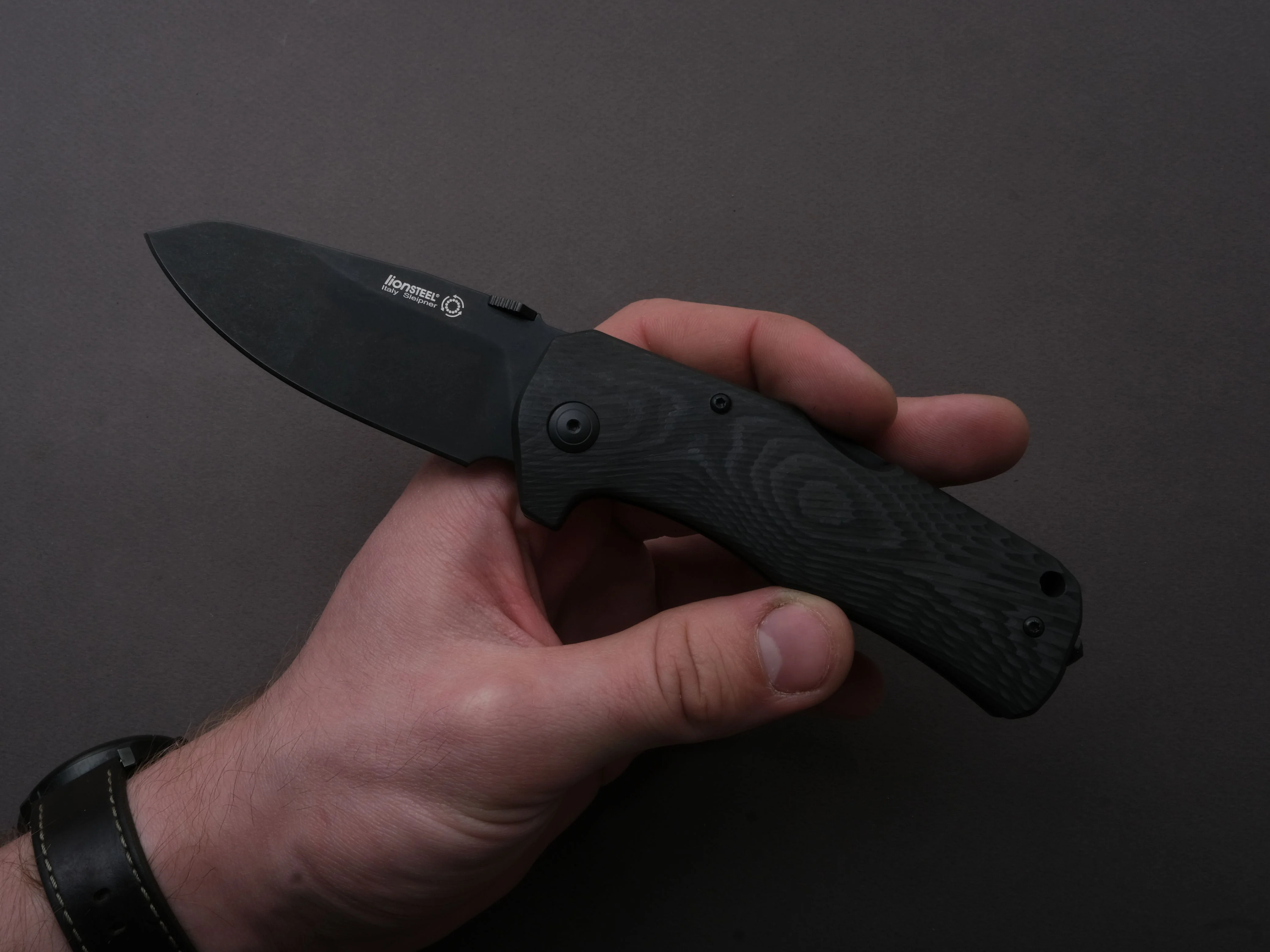 lionSTEEL - SOLID Folding Knife - TM1 - 90mm - Sleipner - Lock Back - Black Micarta - Mil Spec - Image 5