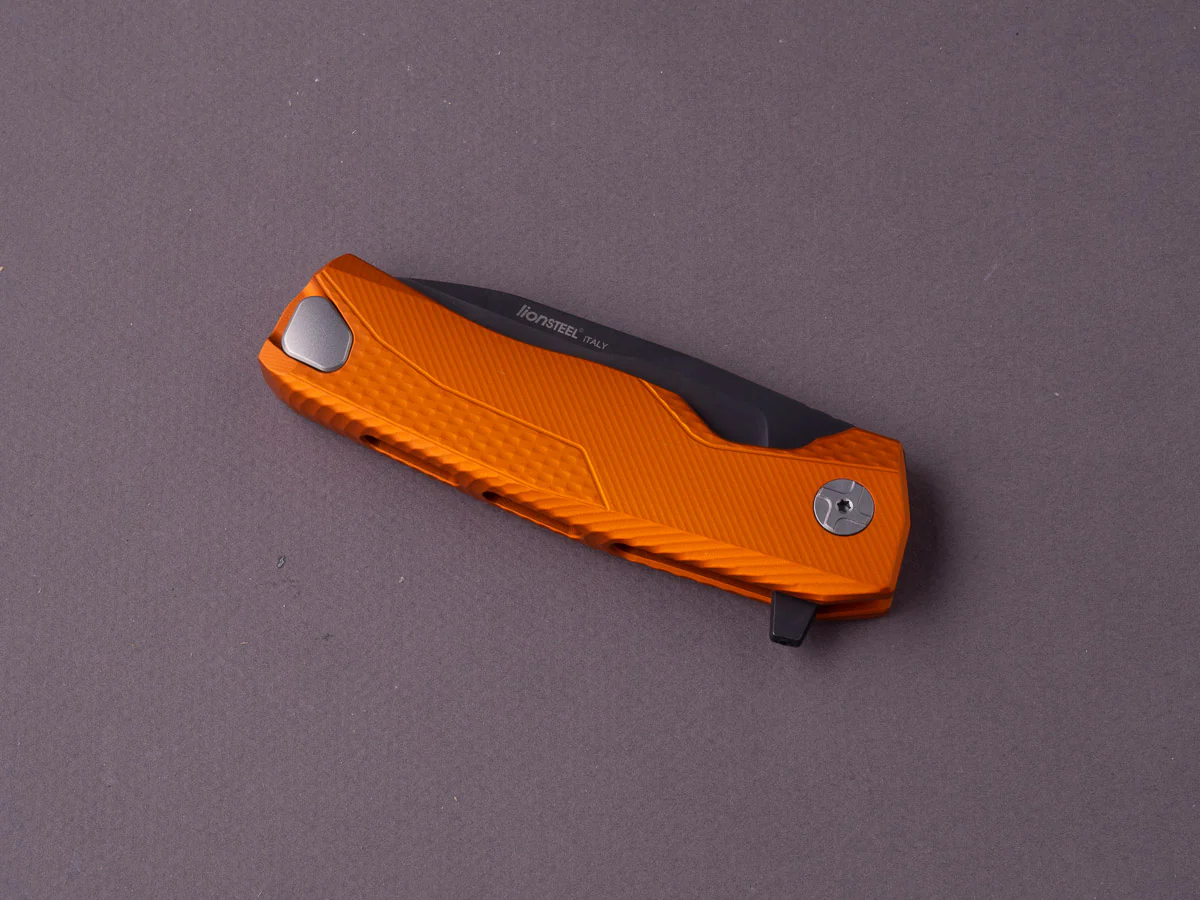 lionSTEEL - SOLID Folding Knife - Frame Lock - ROK - M390 - 85mm - Orange Aluminum - Black MilSpec - Image 3