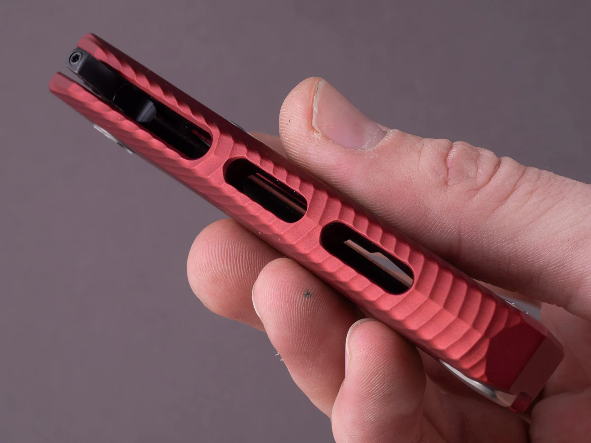 lionSTEEL - SOLID Folding Knife - Frame Lock - ROK - M390 - 85mm - Red Aluminum - Black MilSpec - Image 10