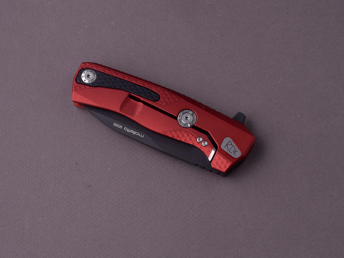 lionSTEEL - SOLID Folding Knife - Frame Lock - ROK - M390 - 85mm - Red Aluminum - Black MilSpec - Image 2