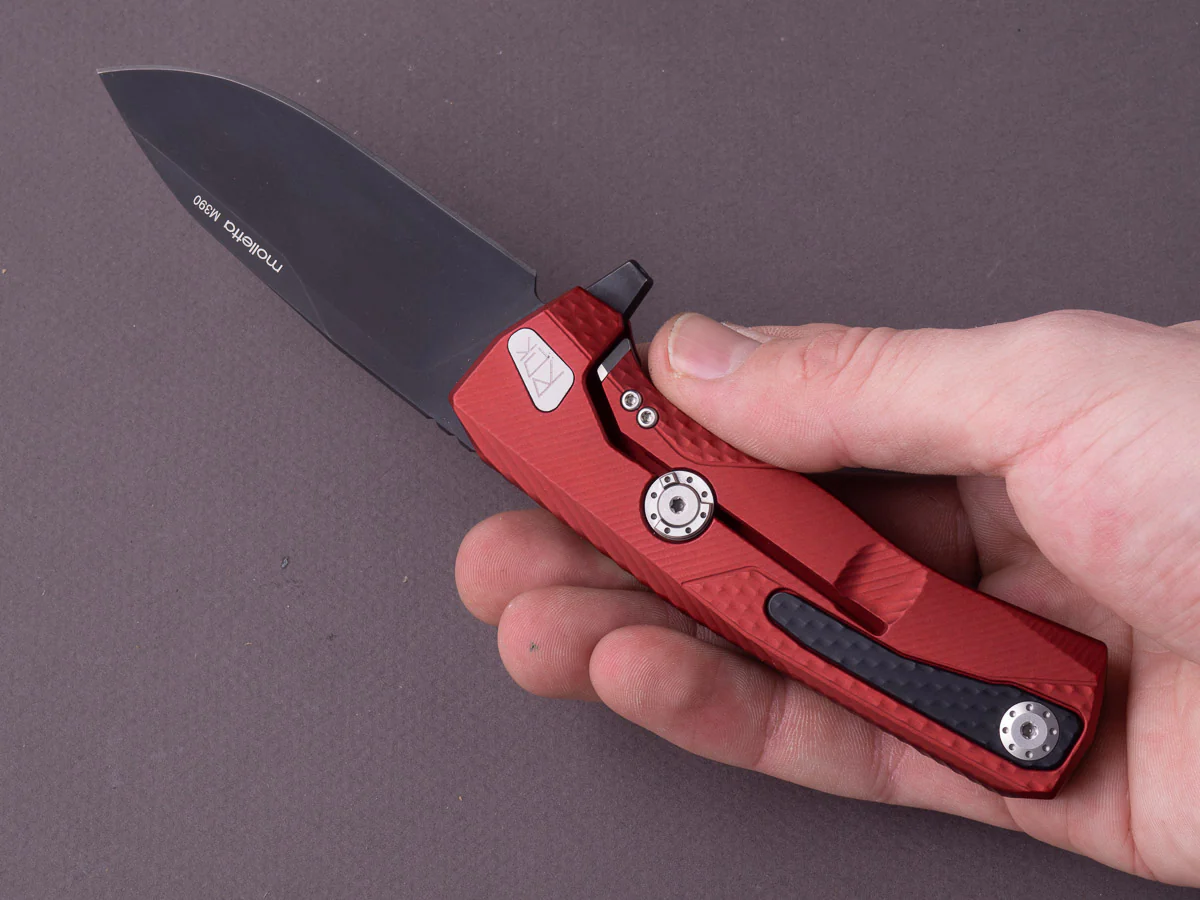 lionSTEEL - SOLID Folding Knife - Frame Lock - ROK - M390 - 85mm - Red Aluminum - Black MilSpec - Image 4