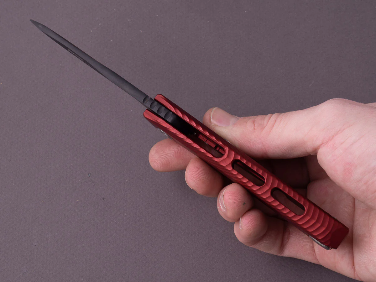 lionSTEEL - SOLID Folding Knife - Frame Lock - ROK - M390 - 85mm - Red Aluminum - Black MilSpec - Image 8
