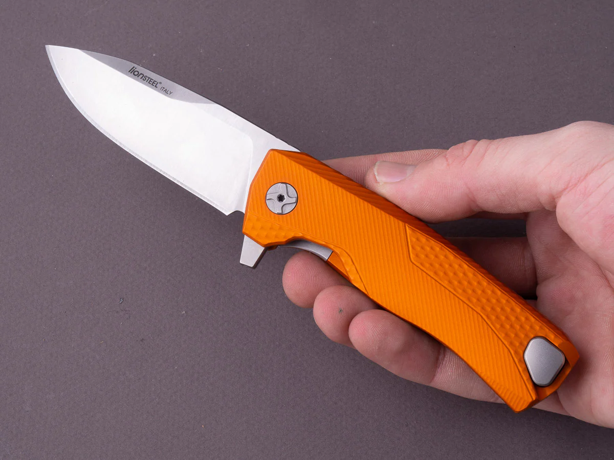 lionSTEEL - SOLID Folding Knife - Frame Lock - ROK - M390 - 85mm - Orange Aluminum - Image 6